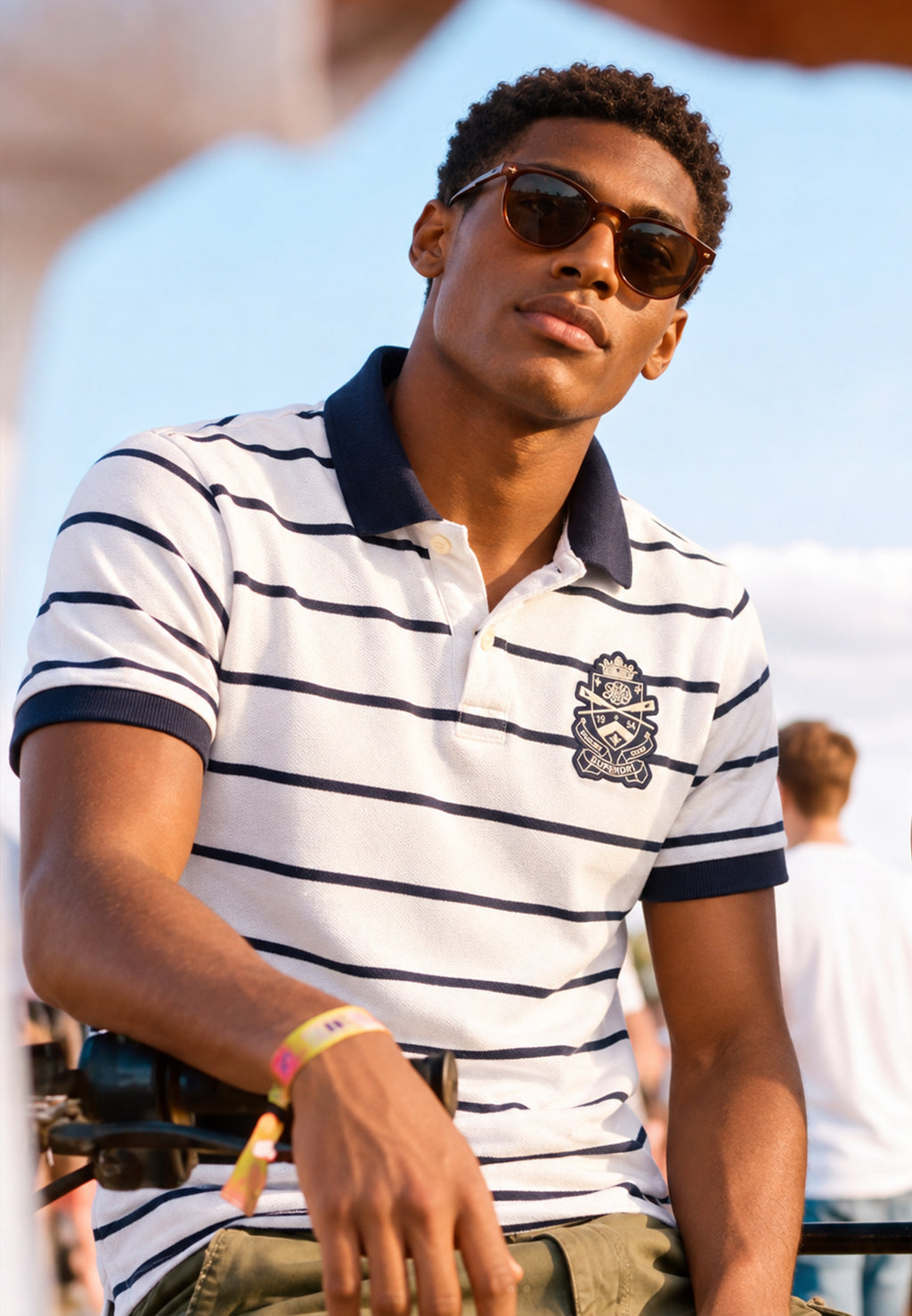 Crest Stripe Polo