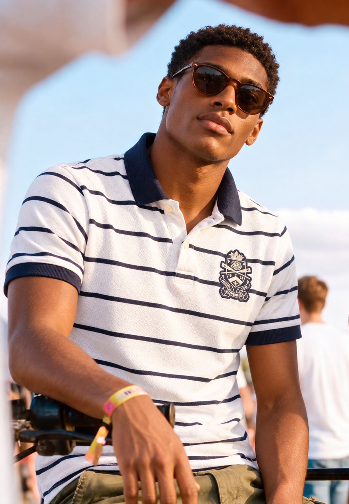 Crest Stripe Polo