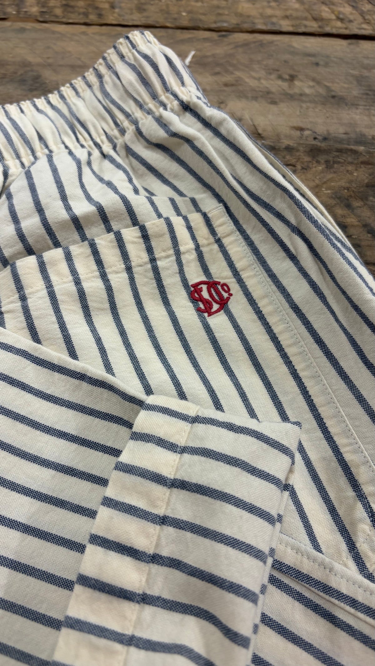 Cotton Stripe Elastic Trouser