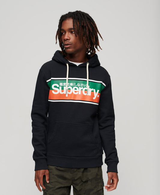 Striped Hoodie With Superdry Core Logo