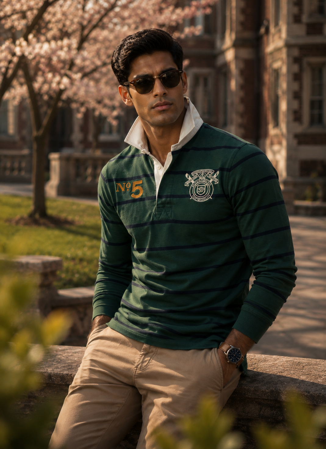 Double Emblem Stripe Rugby