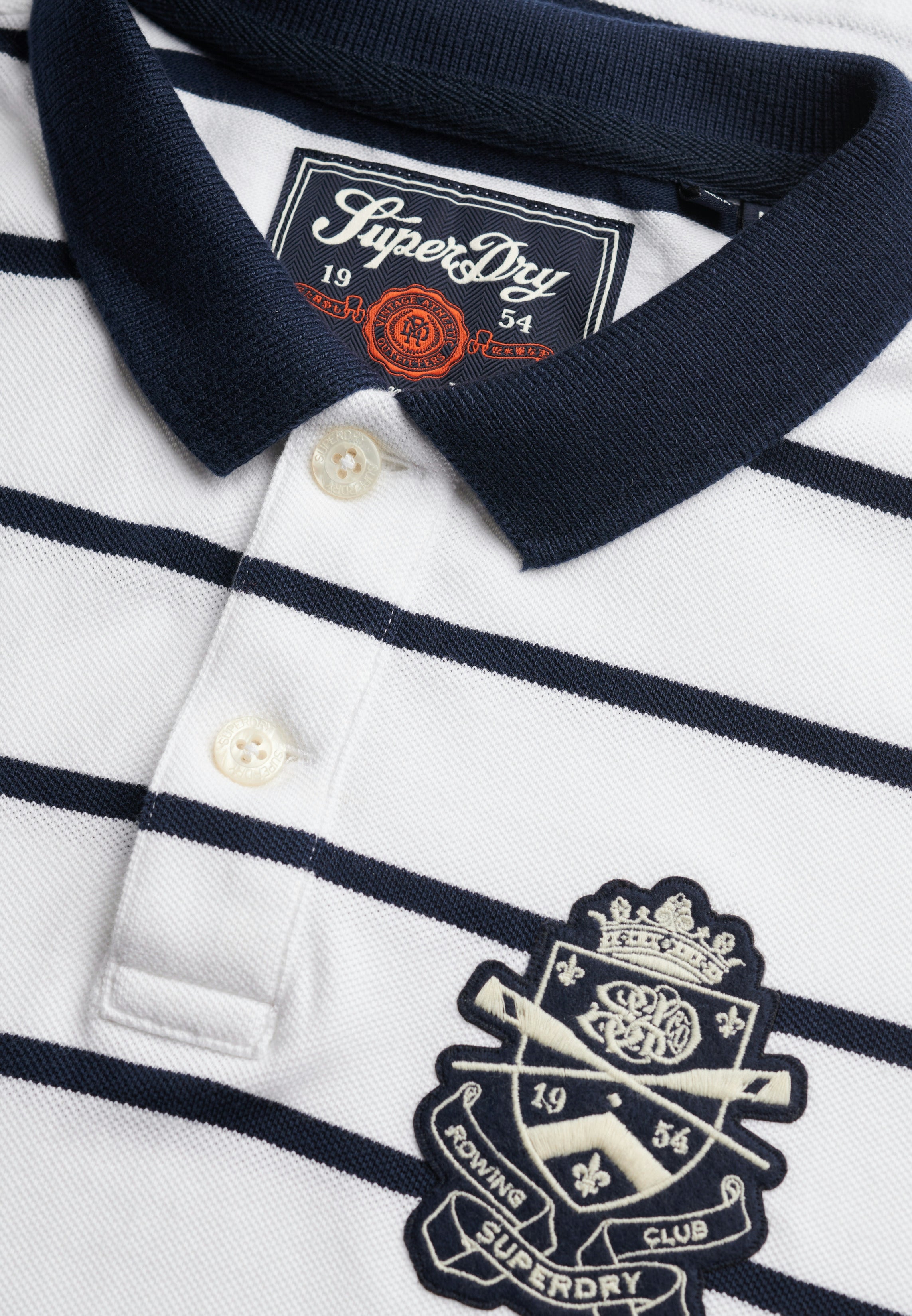 Crest Stripe Polo — Optic Navy Stripe