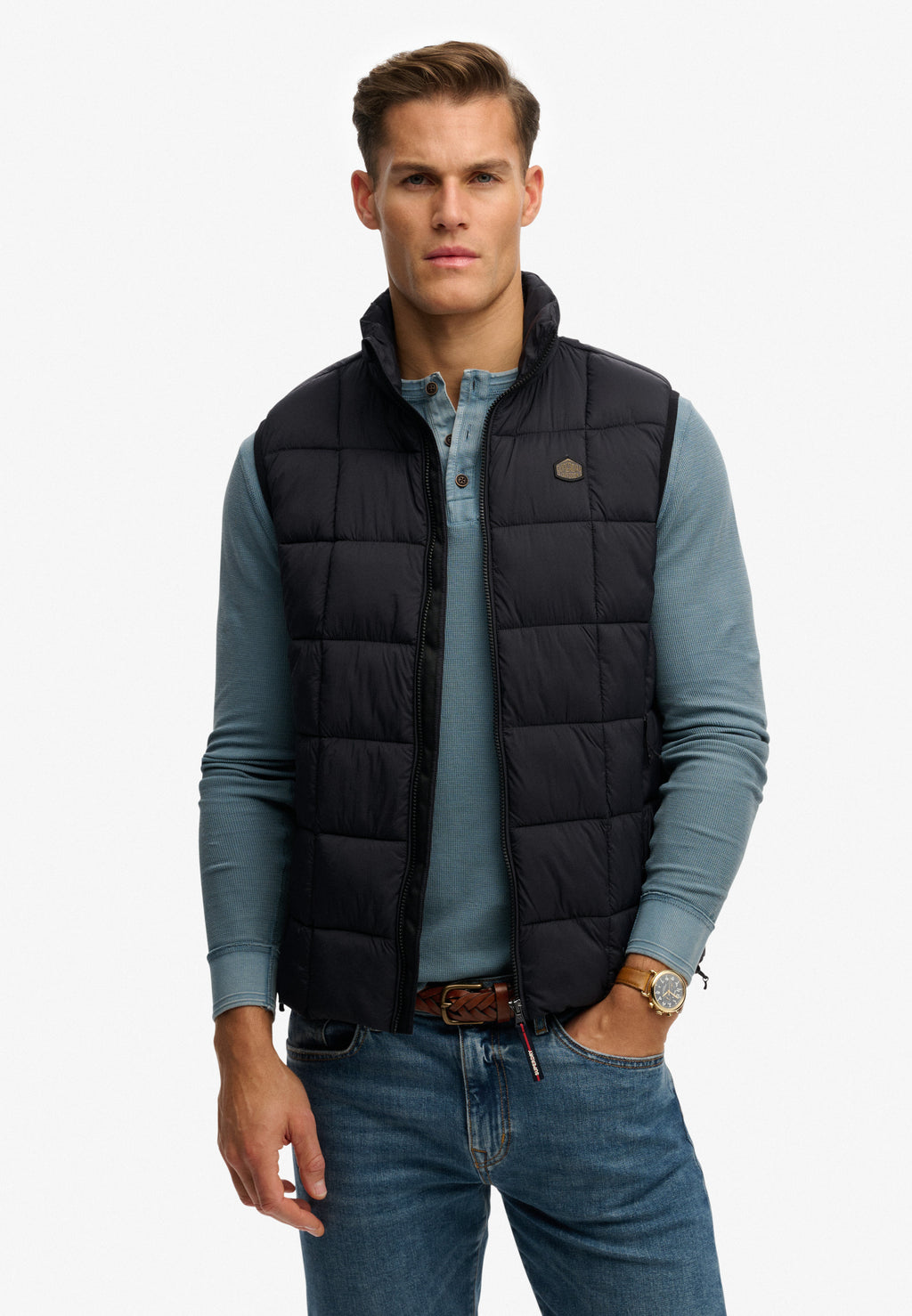 Box Quilt Fuji Lite Gilet — Black