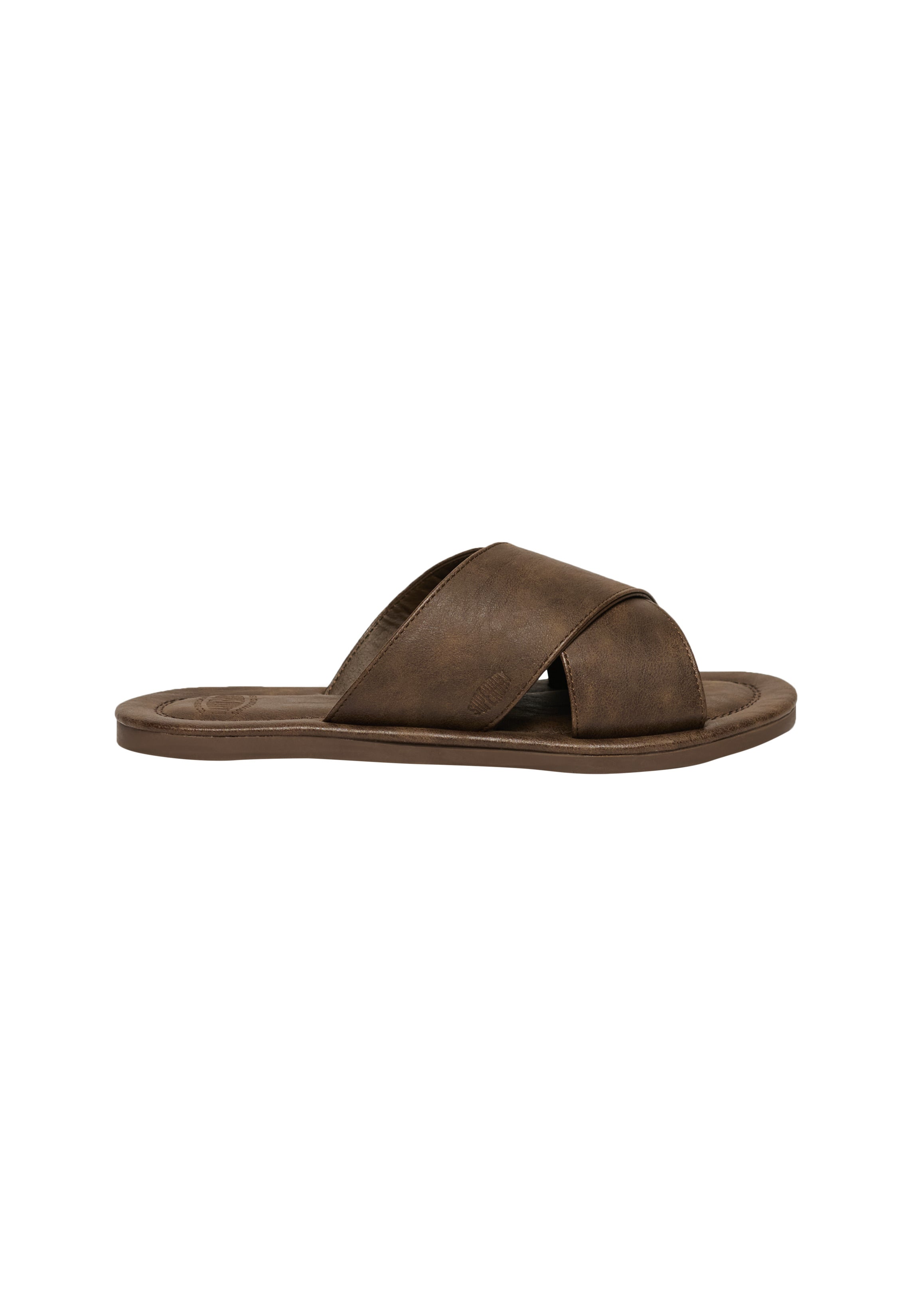 Vintage Cross Strap Slide — Dark Brown