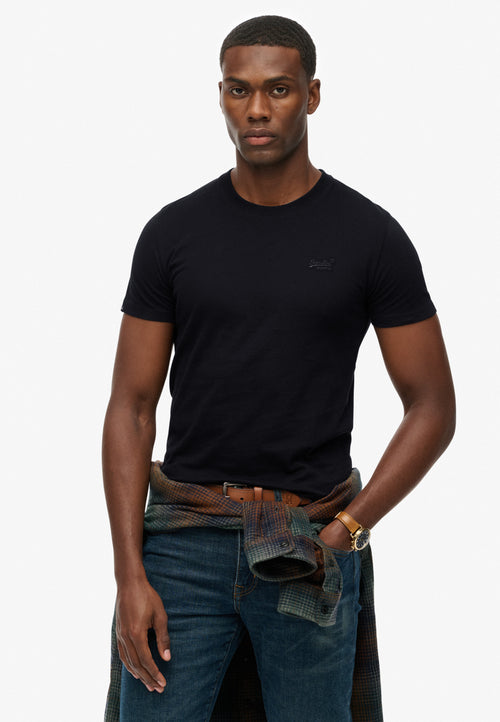Essential Logo Emb Tee — Black Black