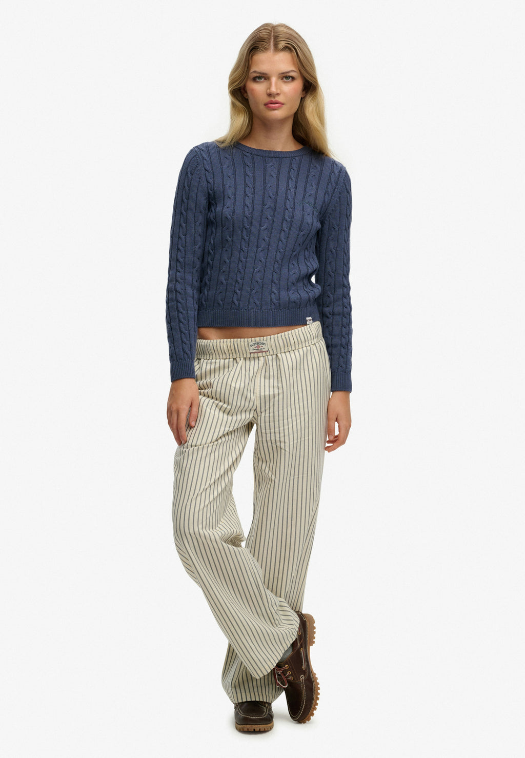 Cotton Stripe Elastic Trouser