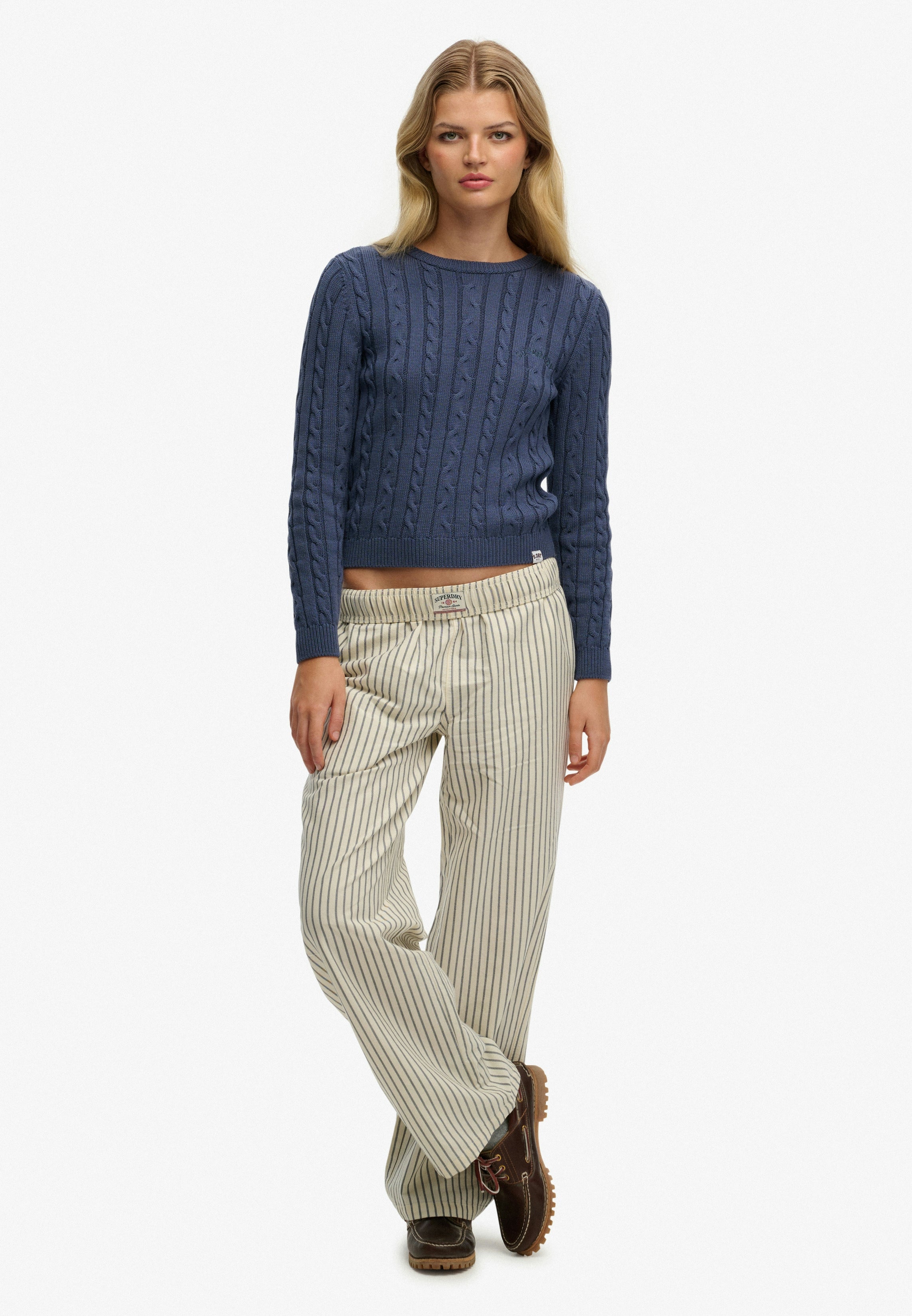 Cotton Stripe Elastic Trouser
