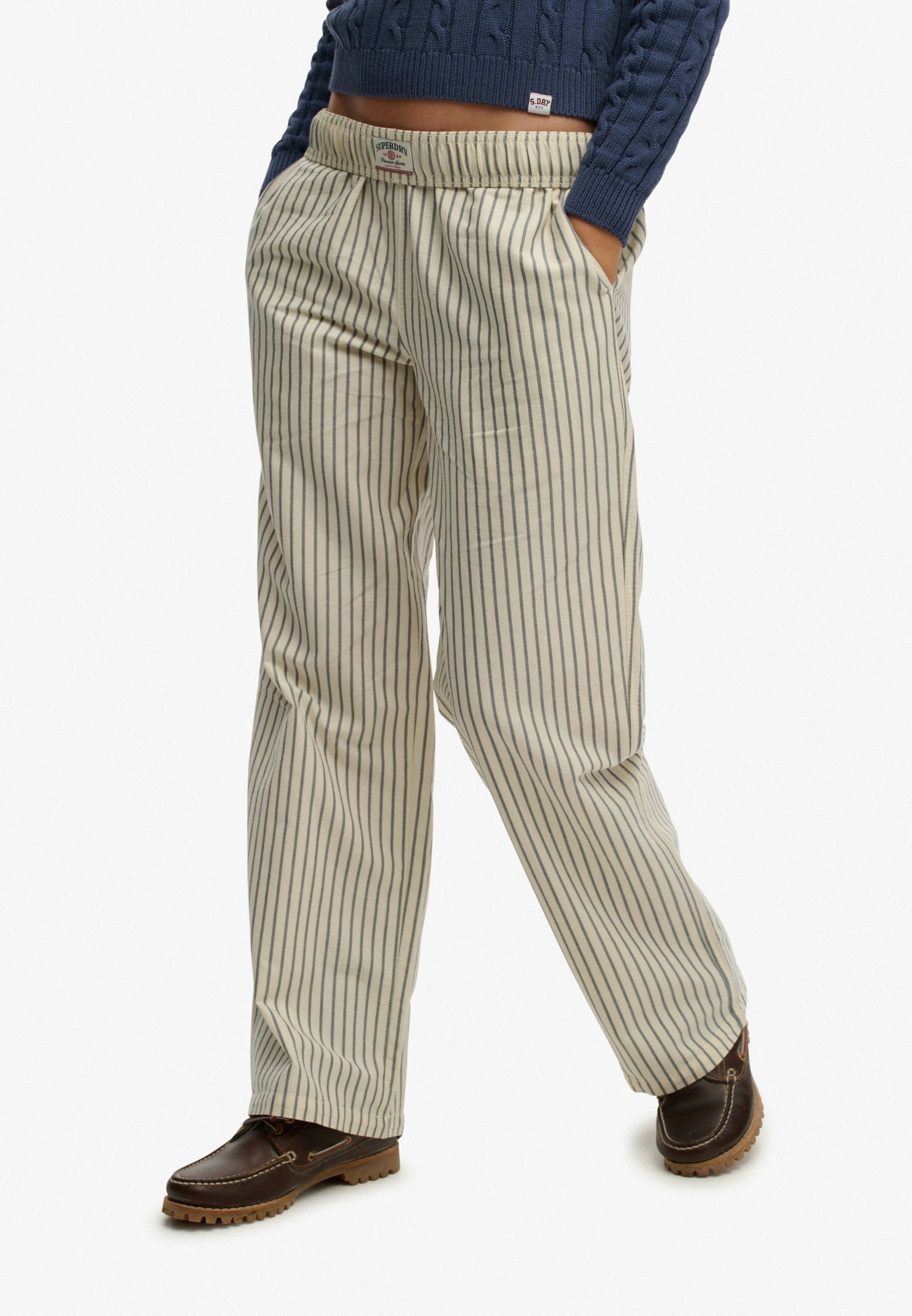 Cotton Stripe Elastic Trouser