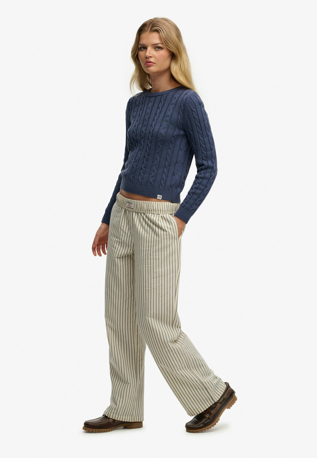 Cotton Stripe Elastic Trouser