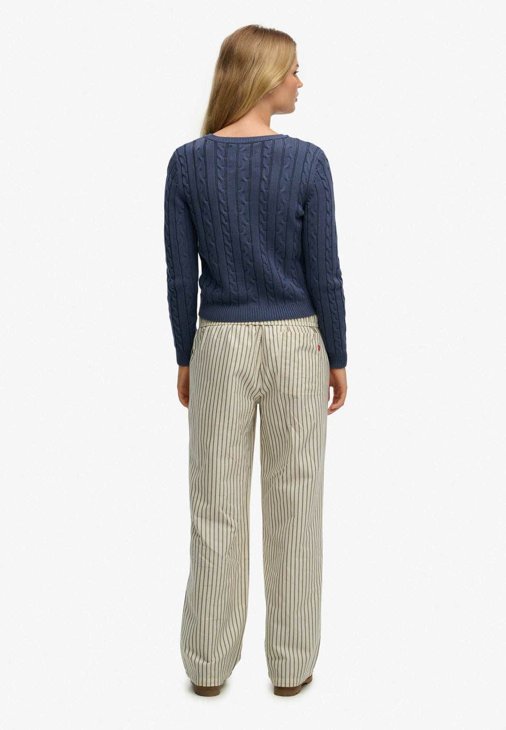 Cotton Stripe Elastic Trouser