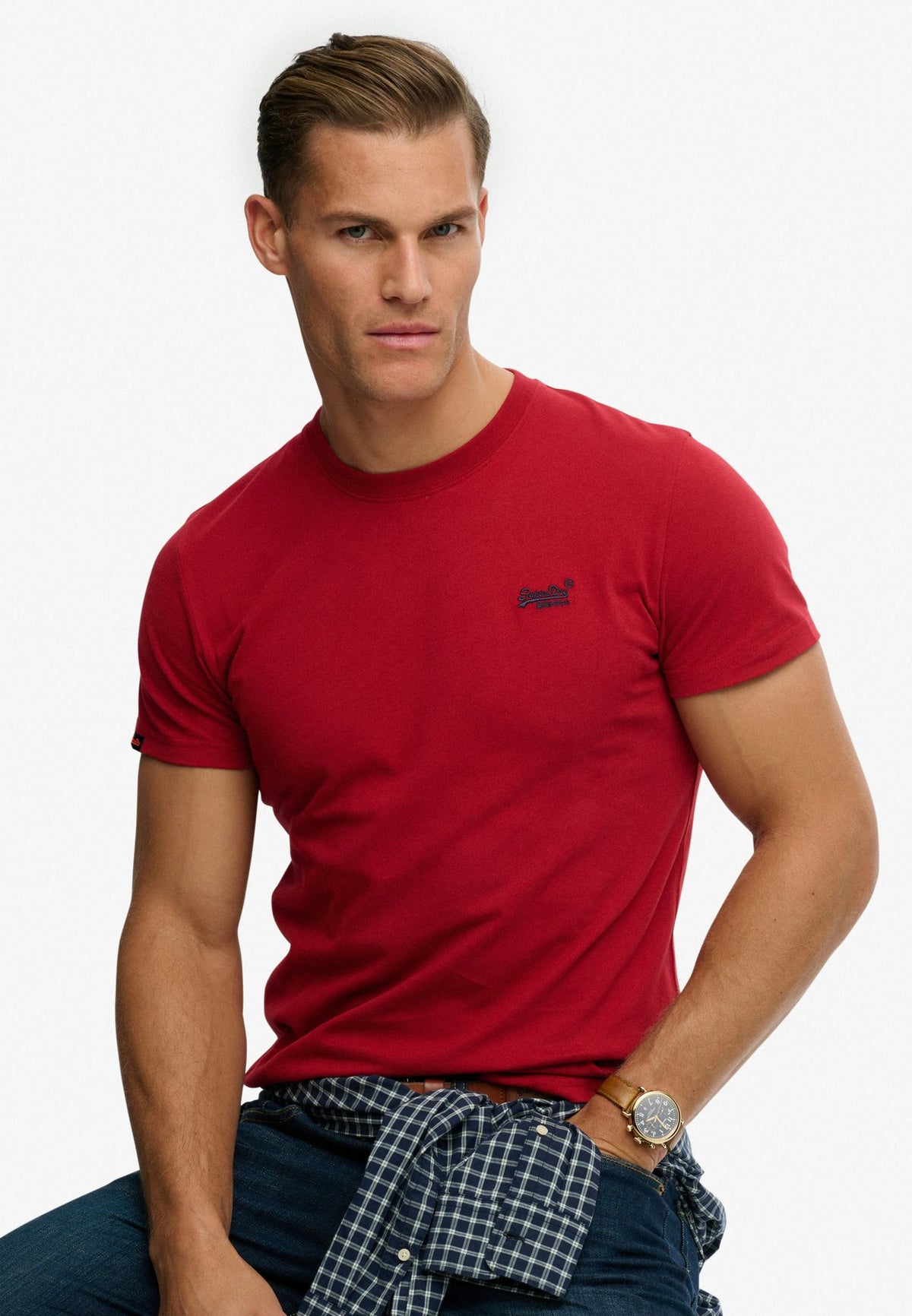 Essential Logo Emb Tee — Red