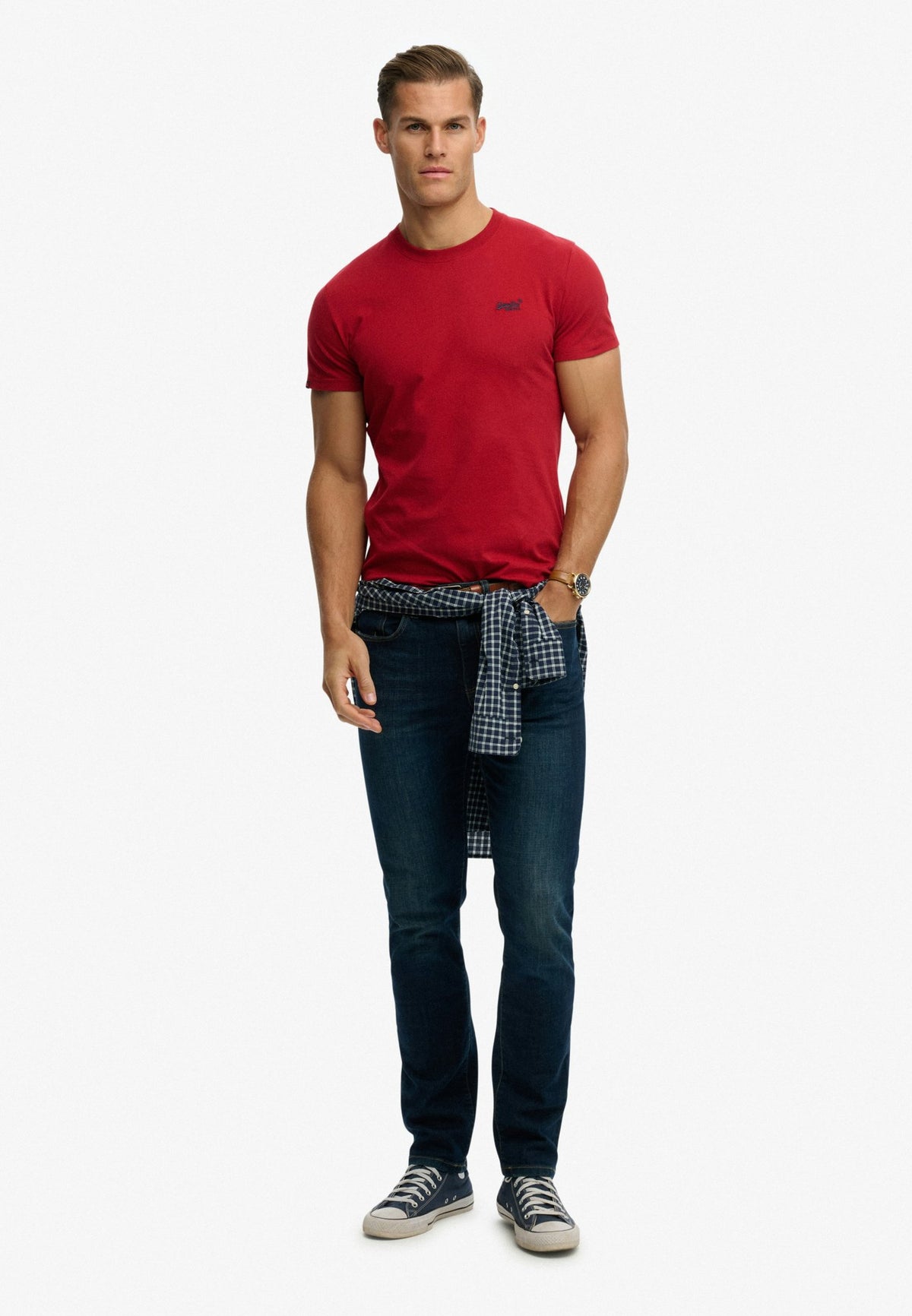 Essential Logo Emb Tee — Red