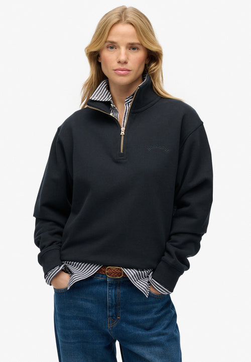 Essential Logo Emb Half Zip — Eclipse Navy