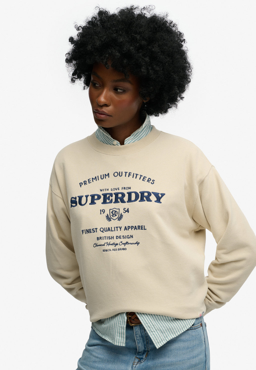Luxe Casual Emb Loose Crew