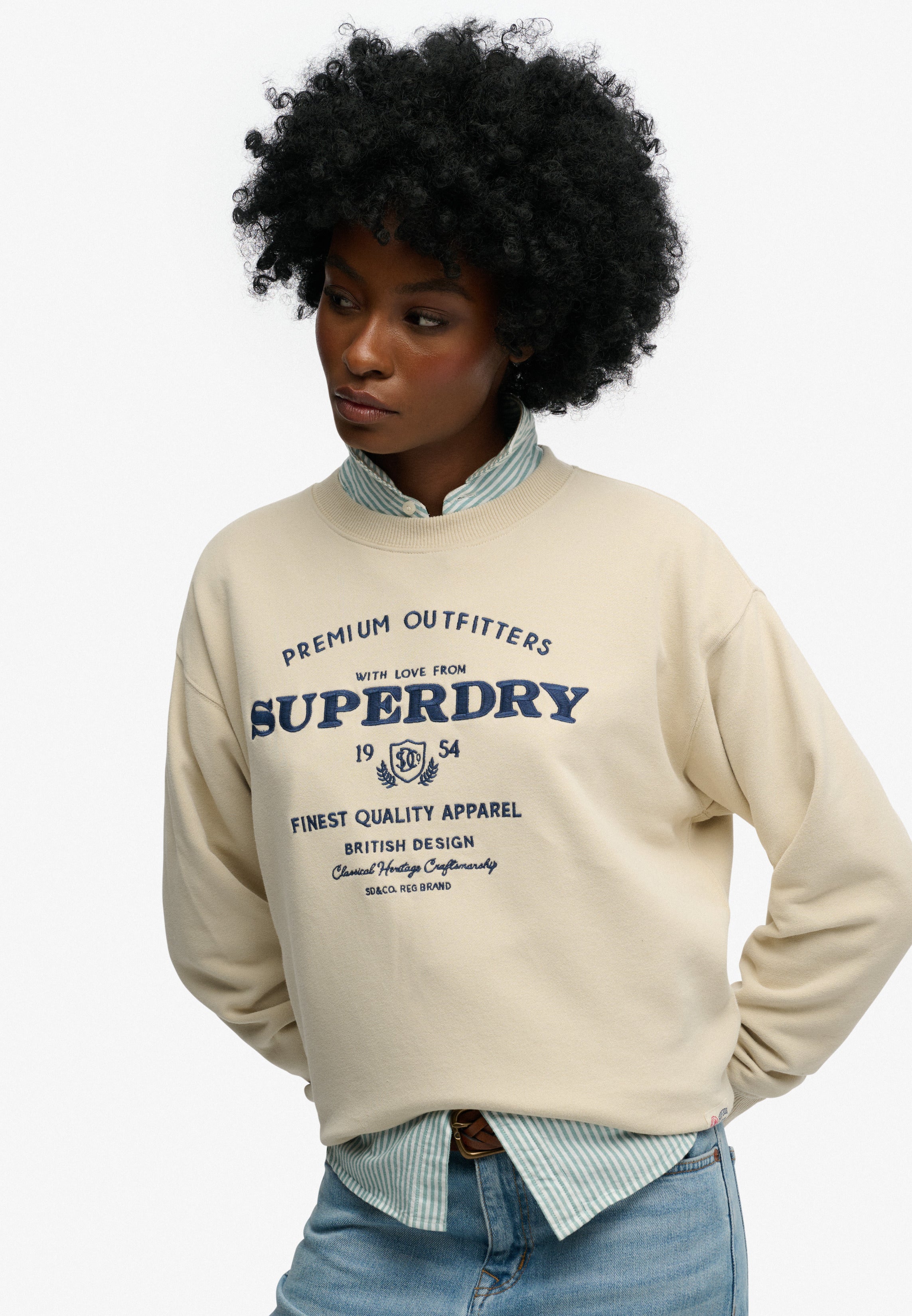 Luxe Casual Emb Loose Crew