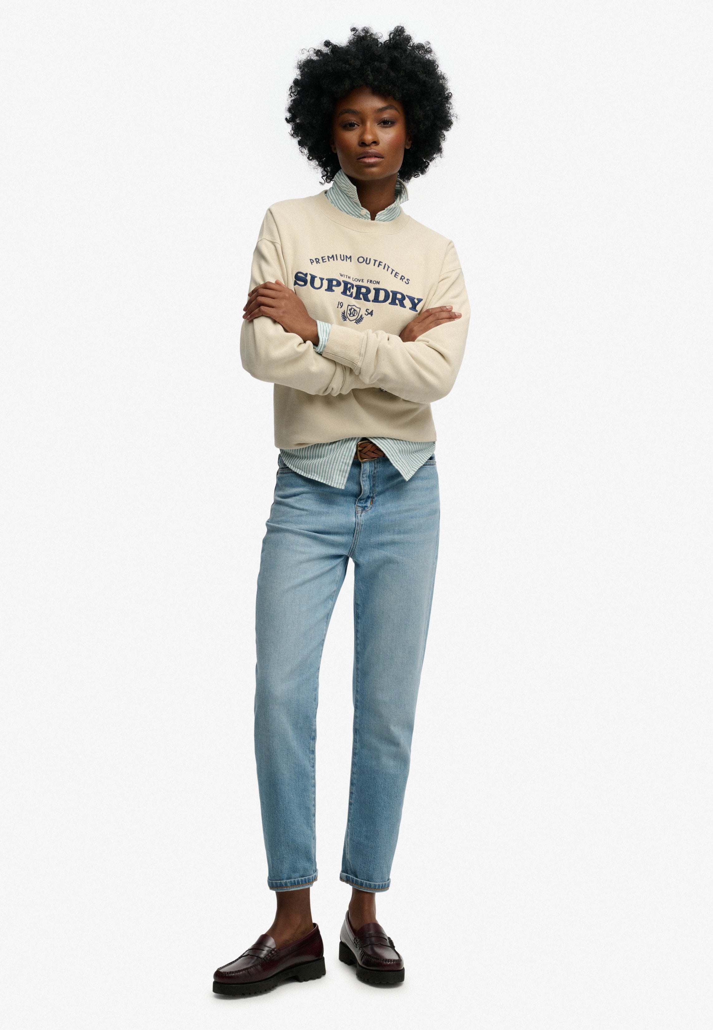 Luxe Casual Emb Loose Crew