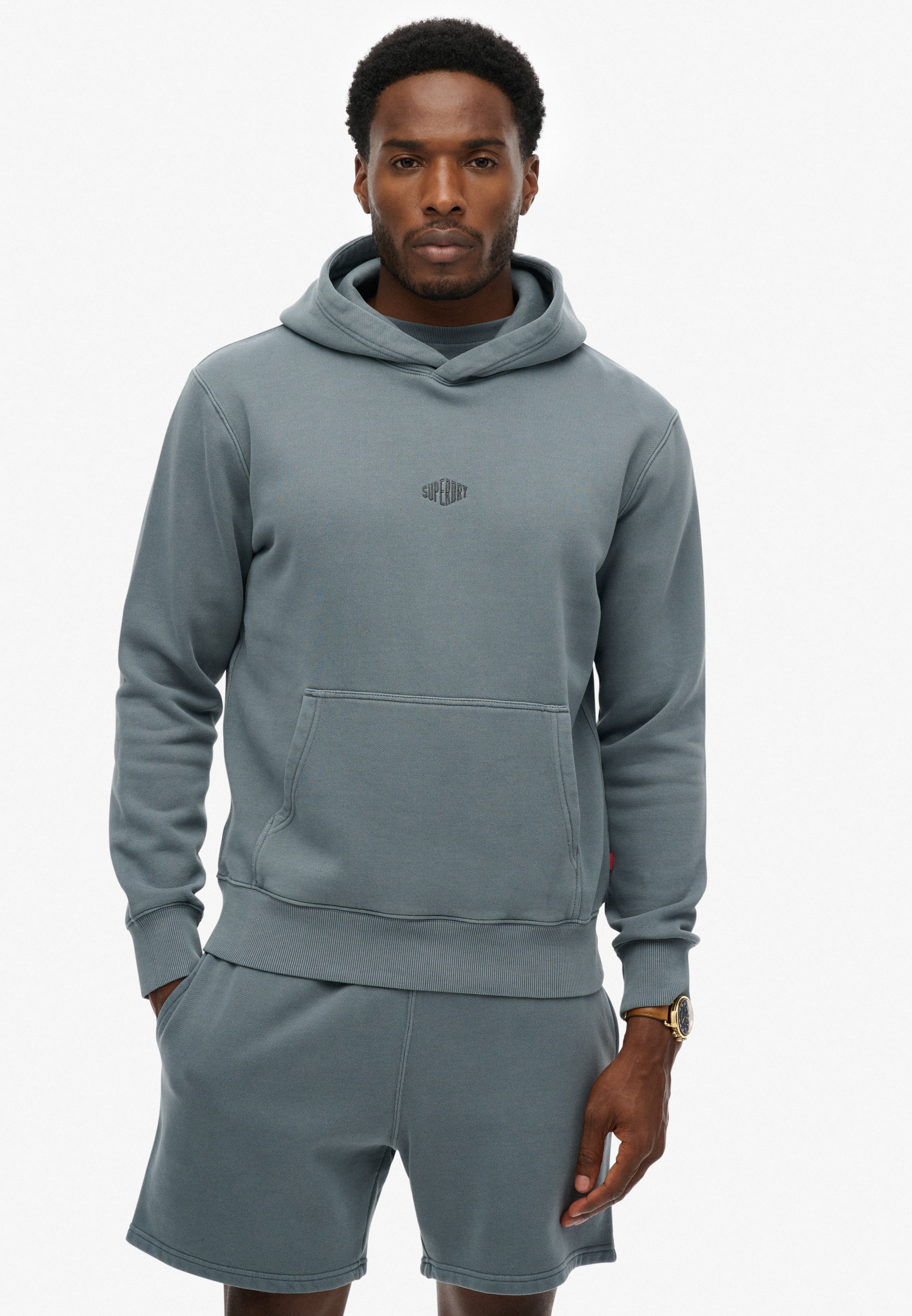 Micro Logo Hood — Shitake Brown