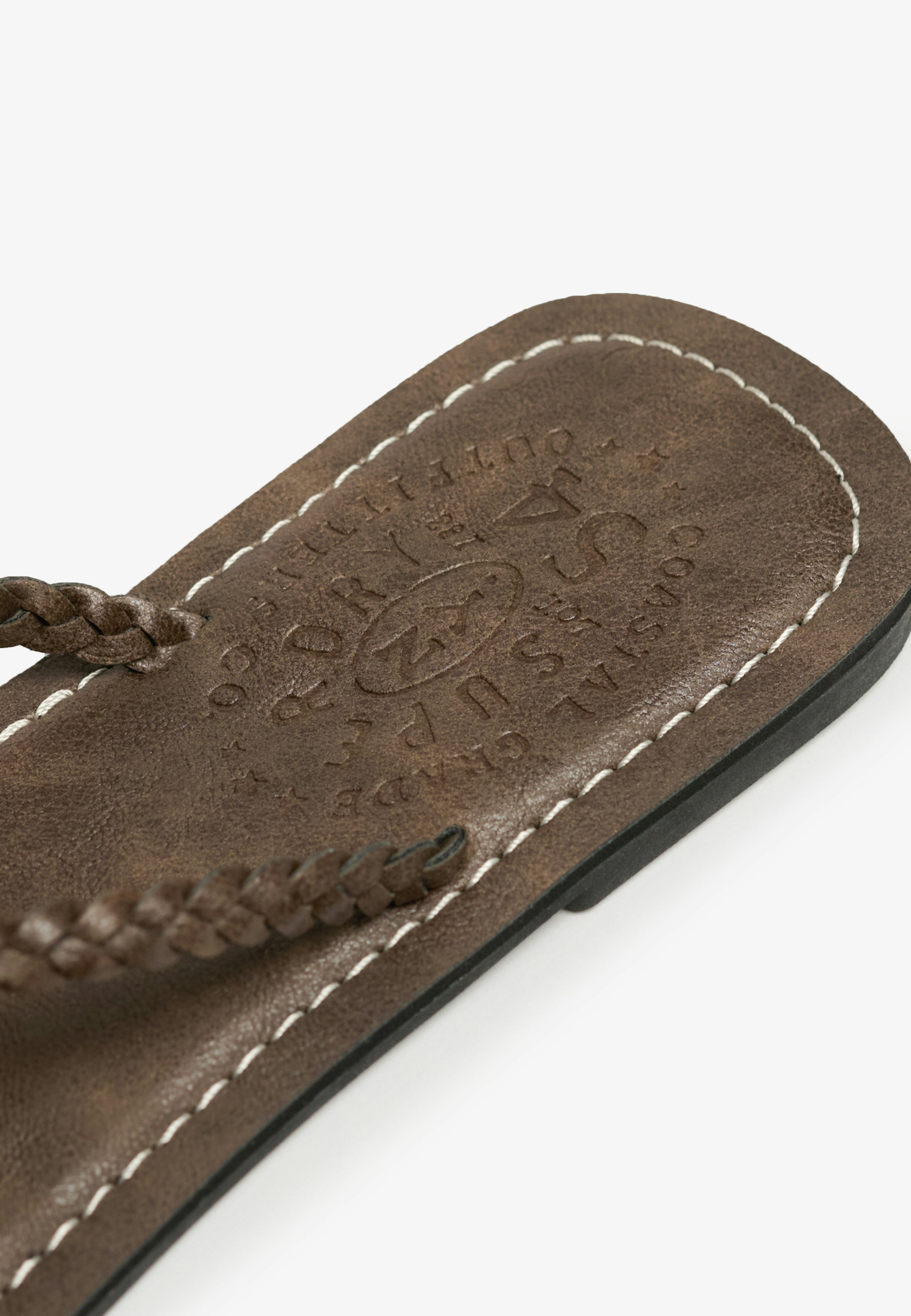 Faux Leather Braided Flip Flop — Fudge Brown