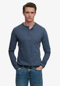 Slub Ls Jersey Grandad Top — Dry Slate Blue