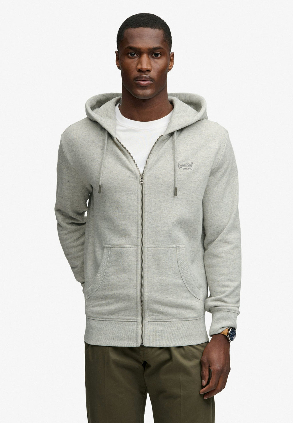 Essential Logo Zip Hoodie Hb — Grey