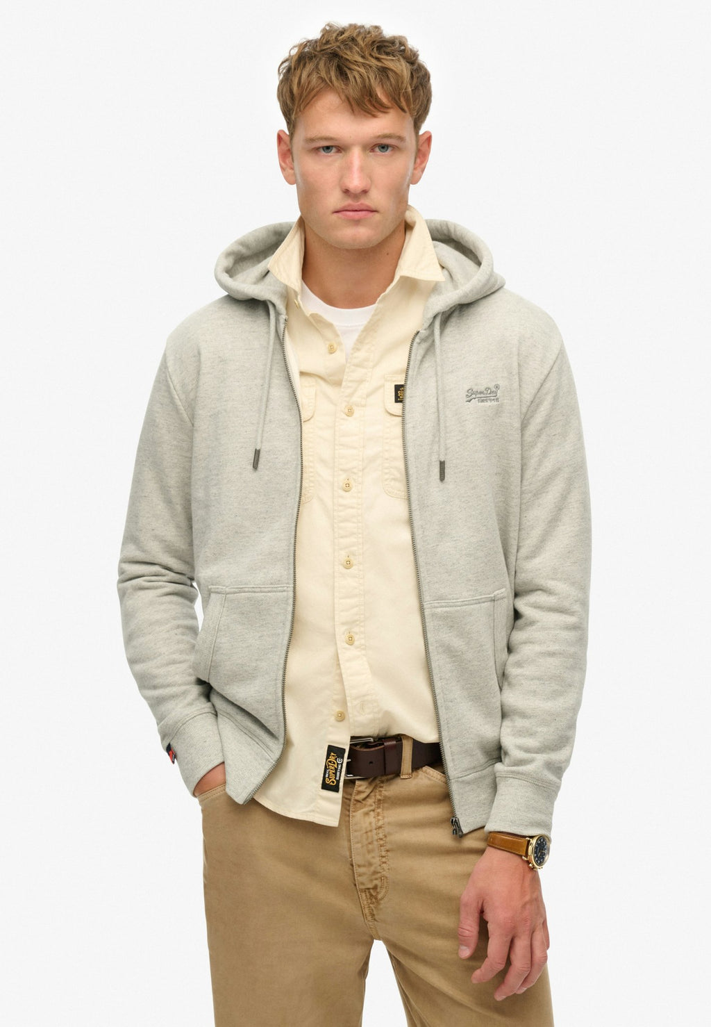 Essential Logo Zip Hoodie Hb — Grey