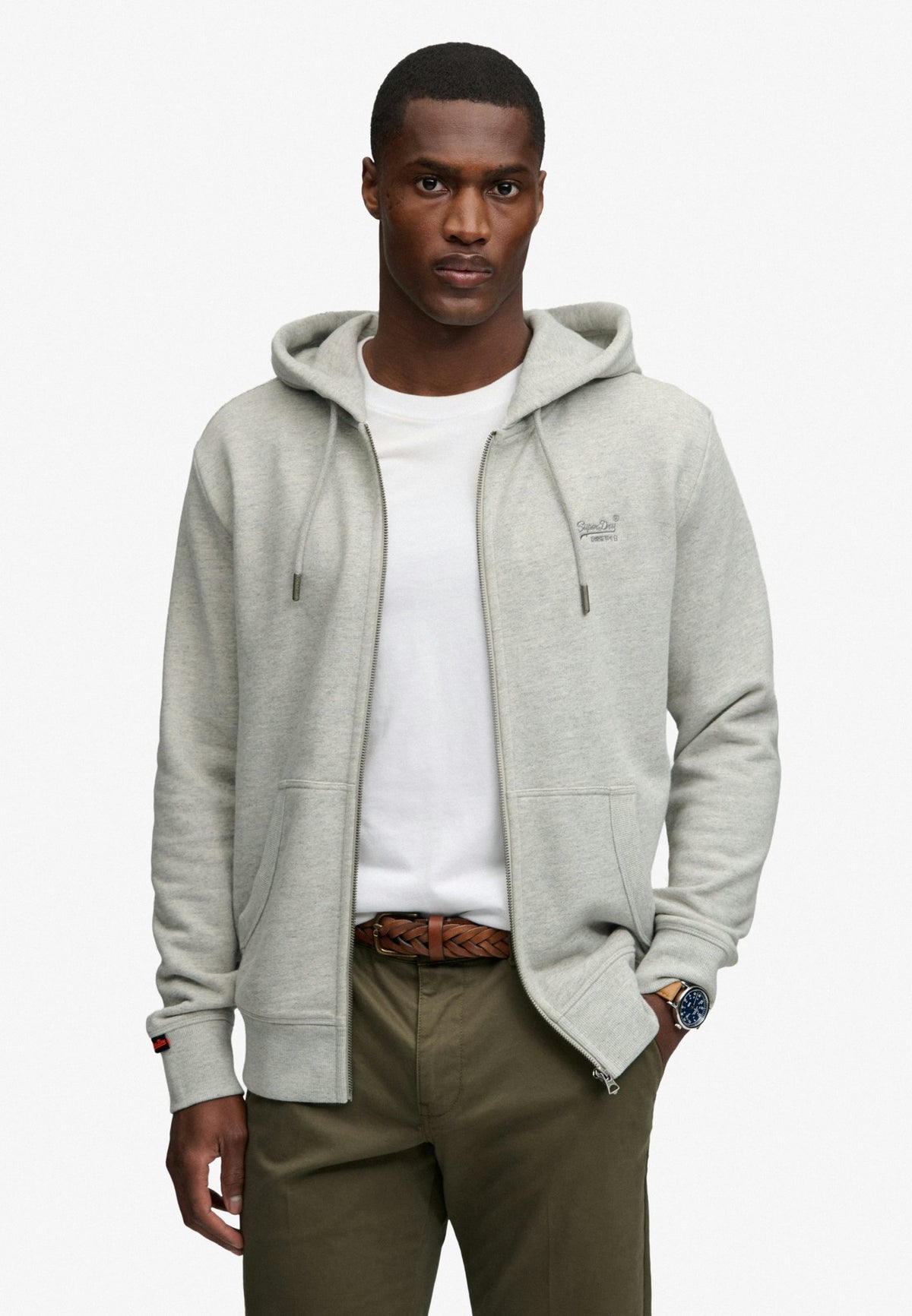 Essential Logo Zip Hoodie Hb — Grey