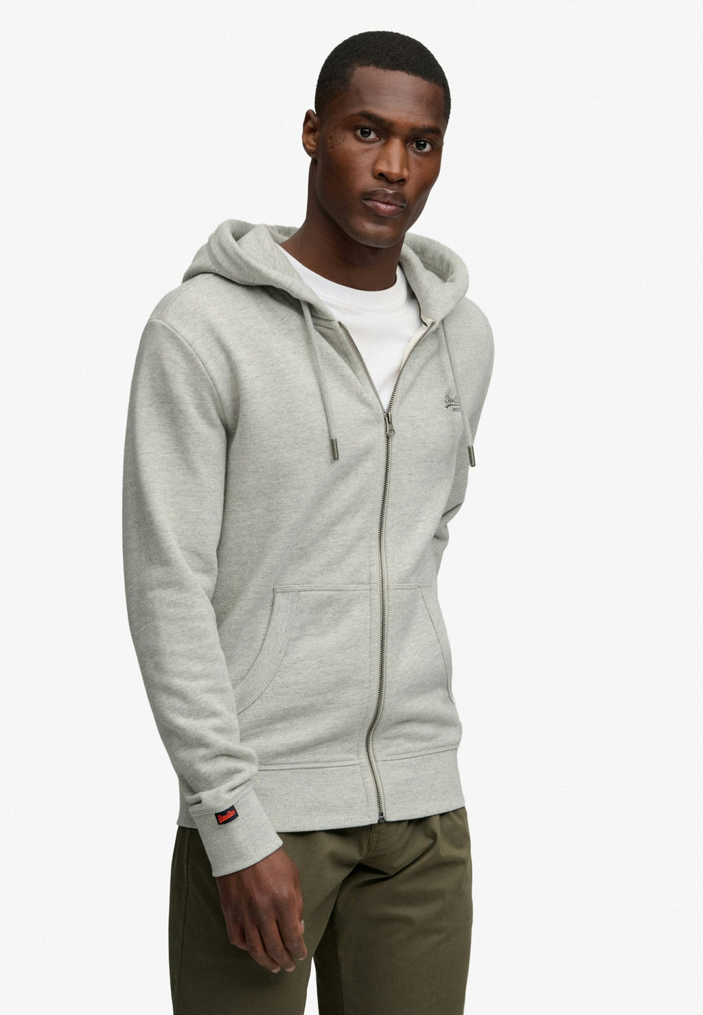 Essential Logo Zip Hoodie Hb — Grey