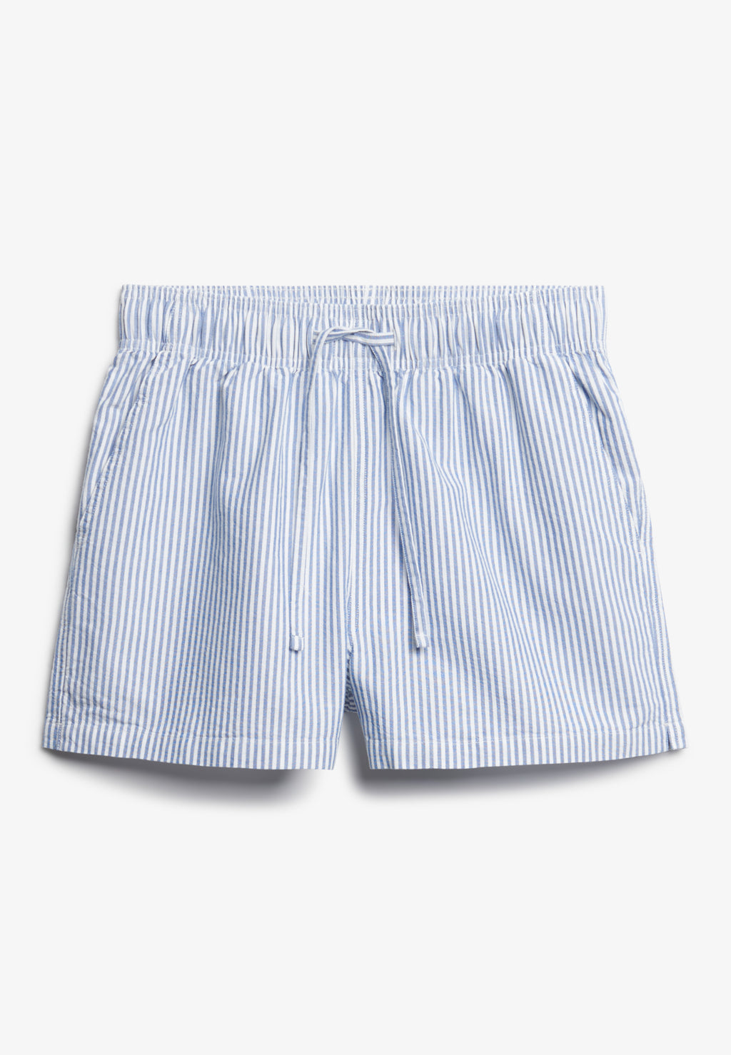 Cotton Stripe Elastic Short — Azure Blue Stripe
