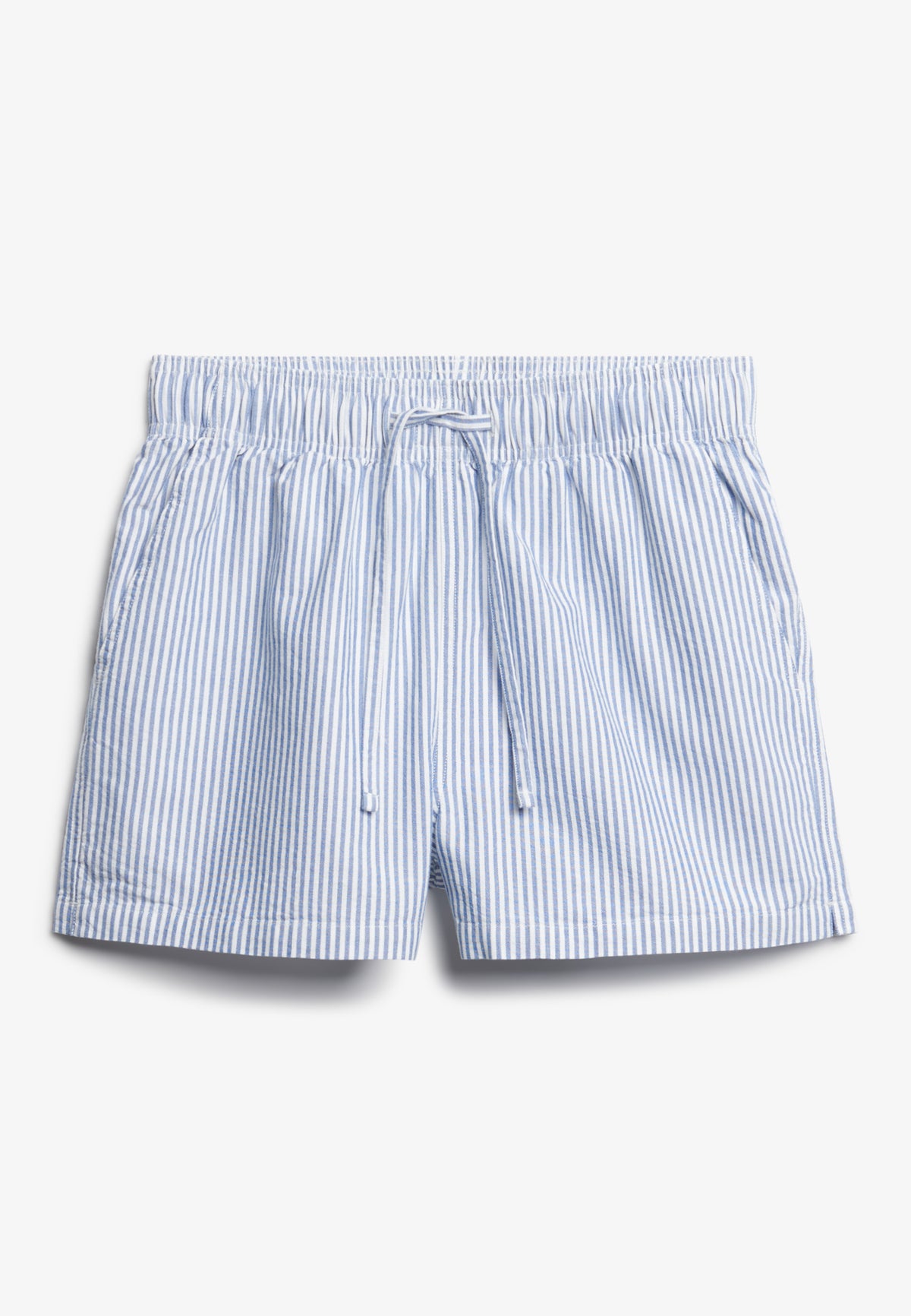 Cotton Stripe Elastic Short — Azure Blue Stripe