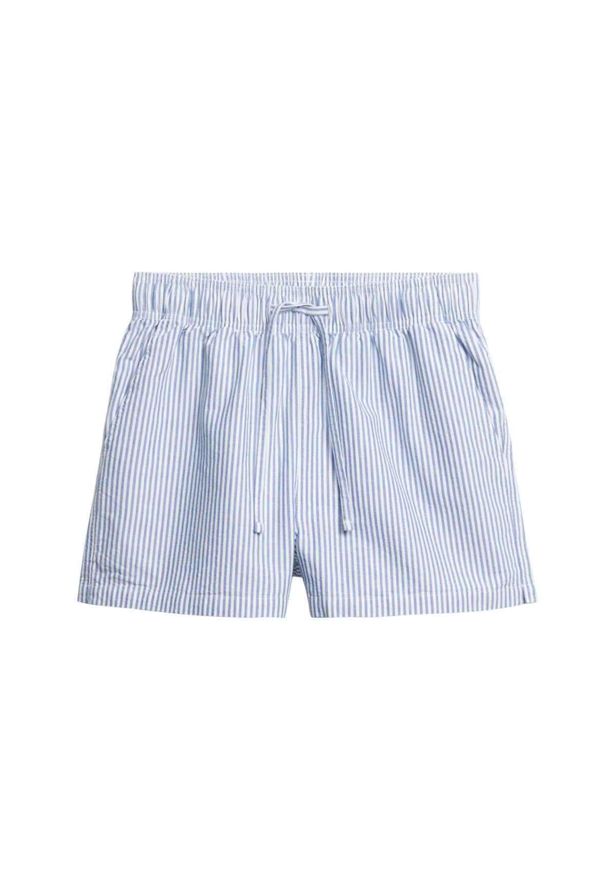 Cotton Stripe Elastic Short — Azure Blue Stripe