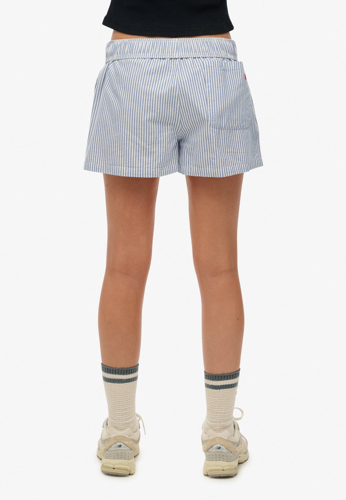 Cotton Stripe Elastic Short — Azure Blue Stripe