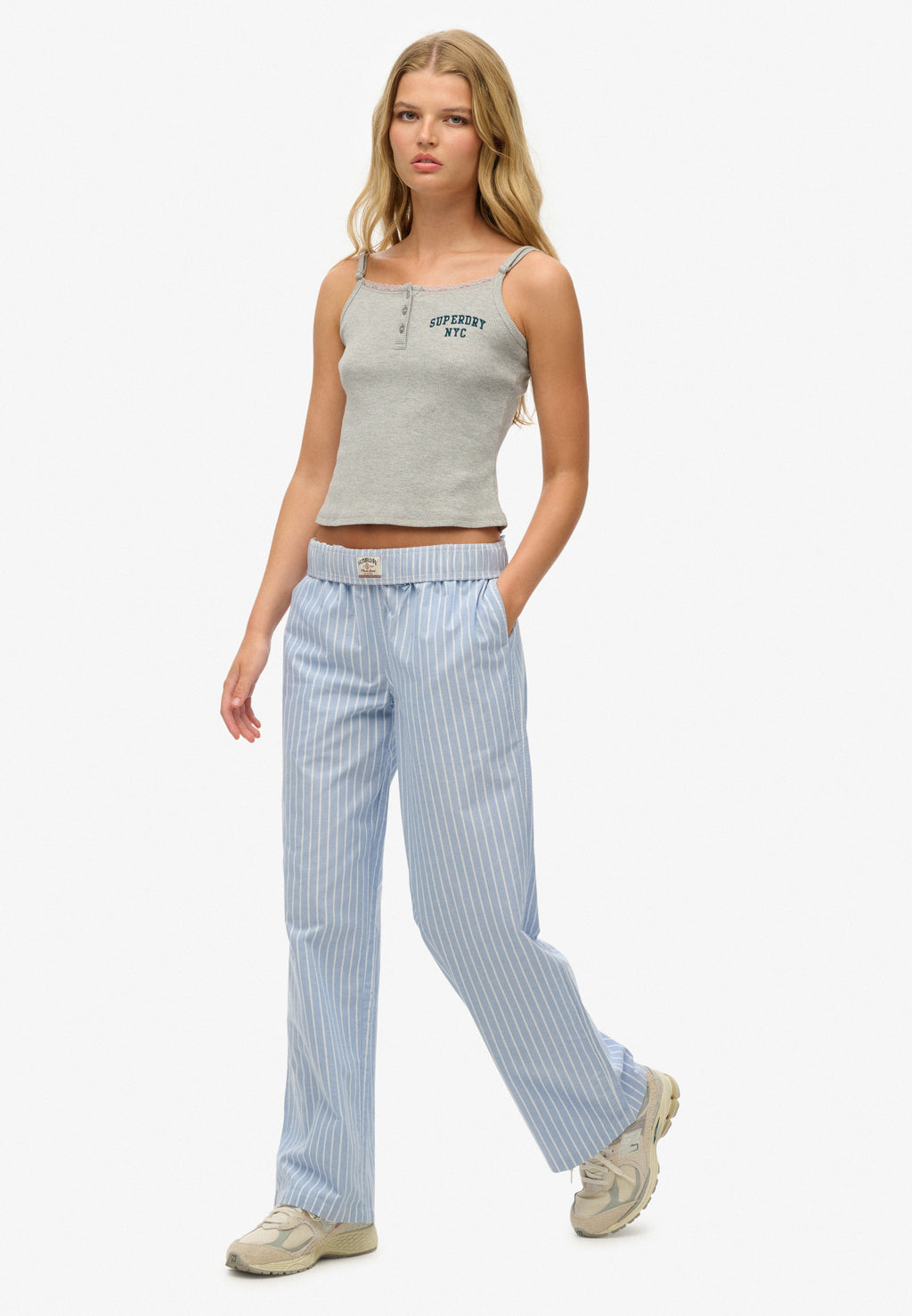 Cotton Stripe Elastic Trouser