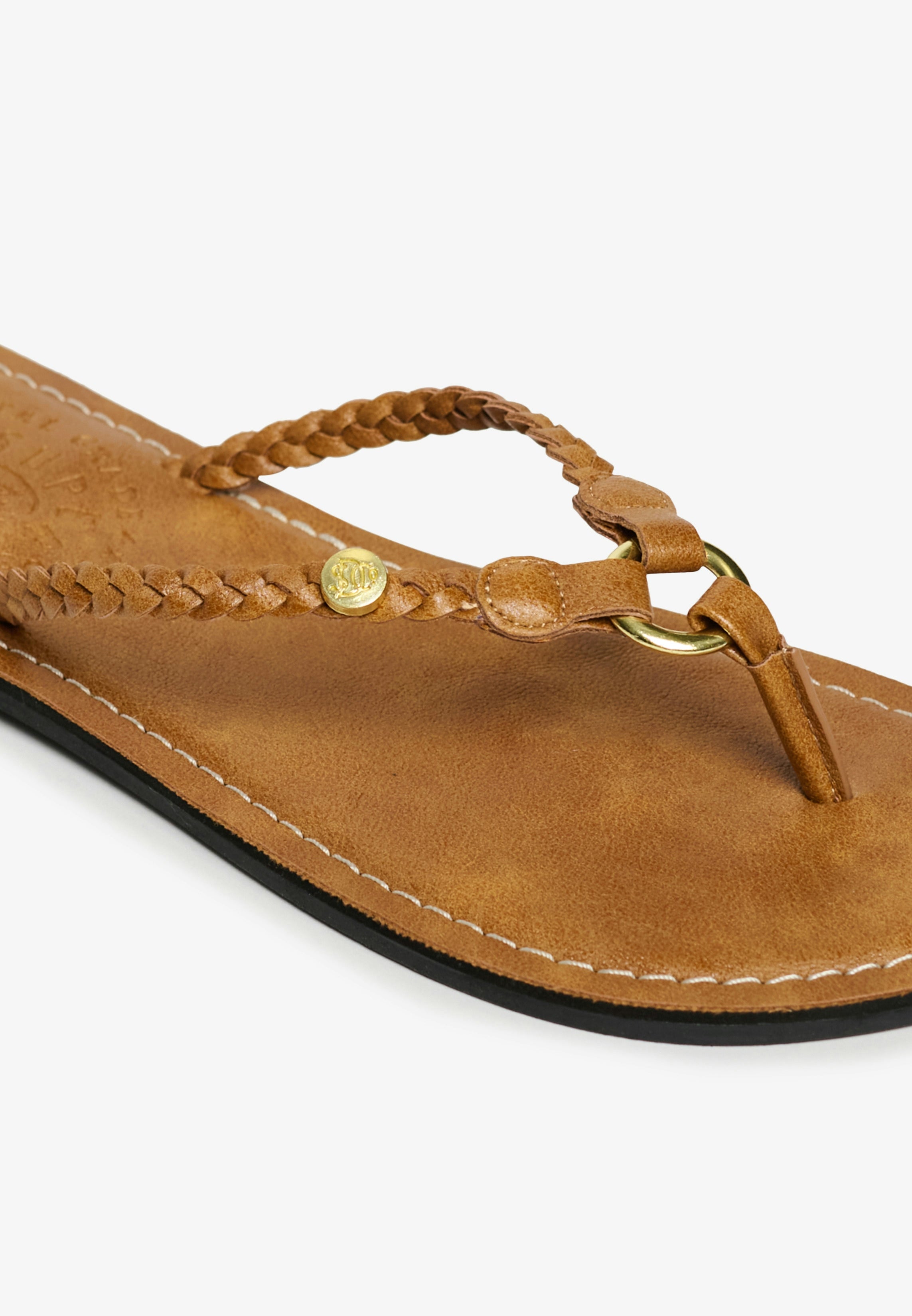 Faux Leather Braided Flip Flop