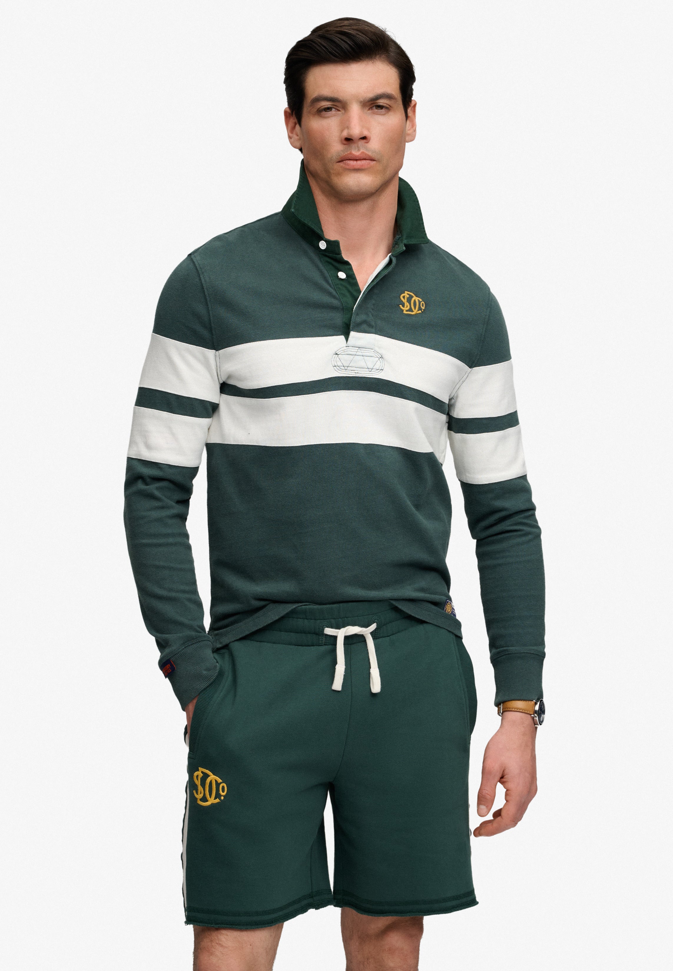 Vintage Athletic Stripe Rugby — Eagle Green