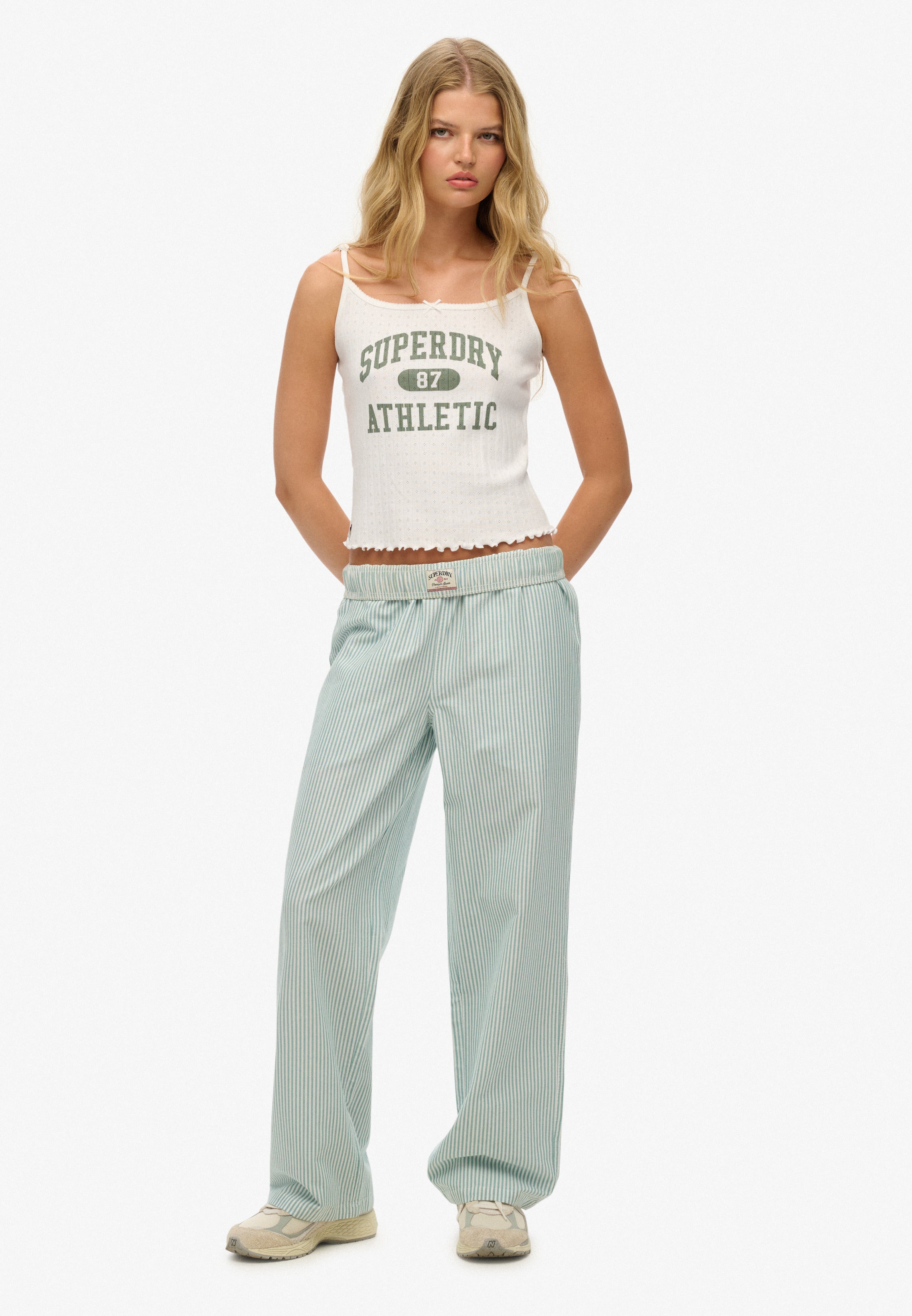 Cotton Stripe Elastic Trouser — Lauren Navy Stripe