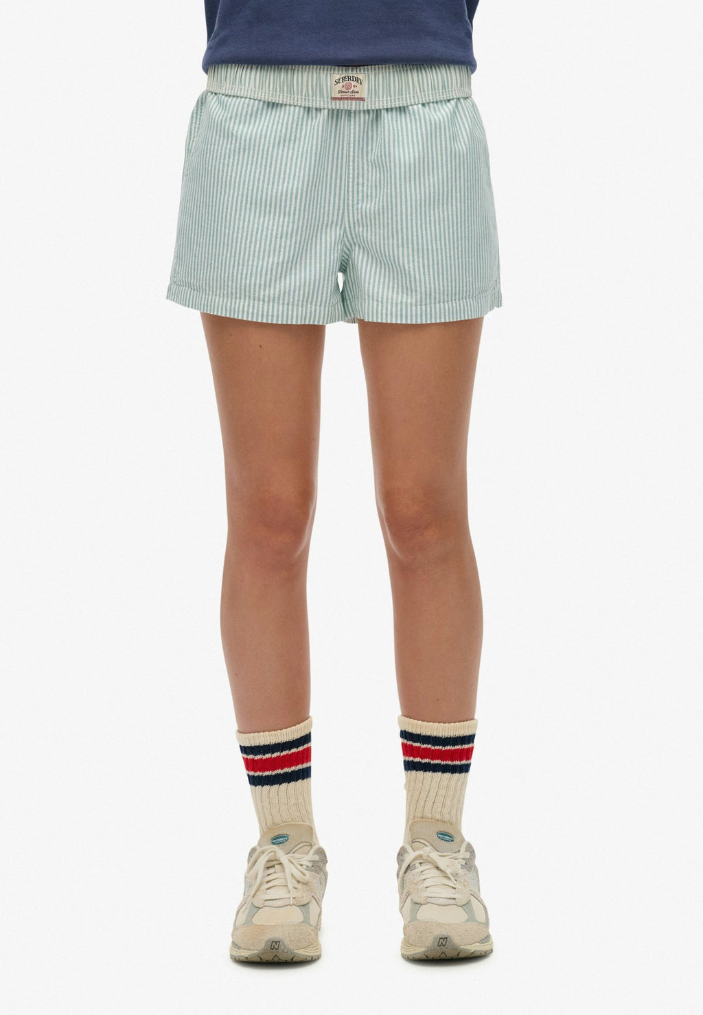 Cotton Stripe Elastic Short — Peppermint Chalk Stripe