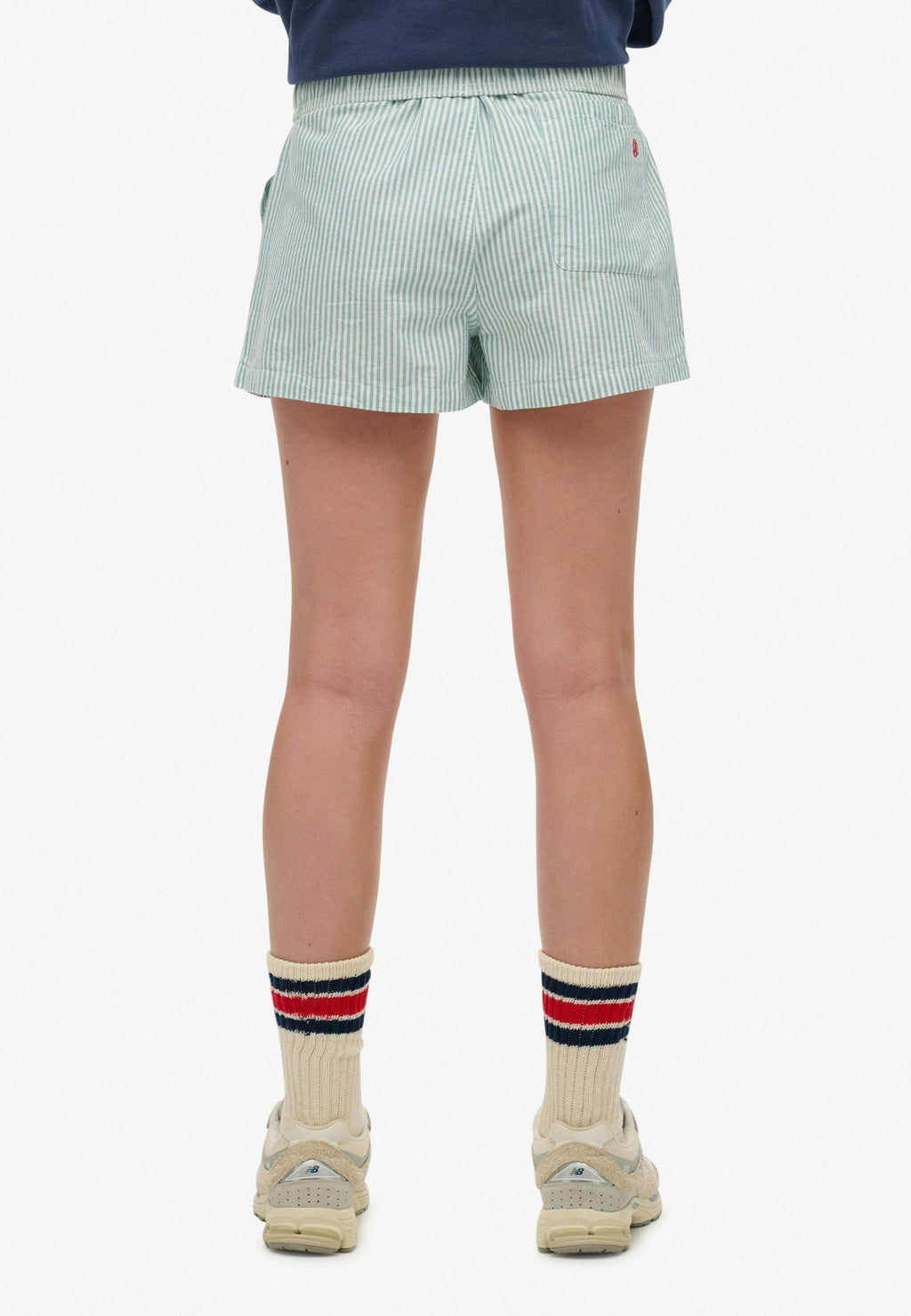 Cotton Stripe Elastic Short — Peppermint Chalk Stripe