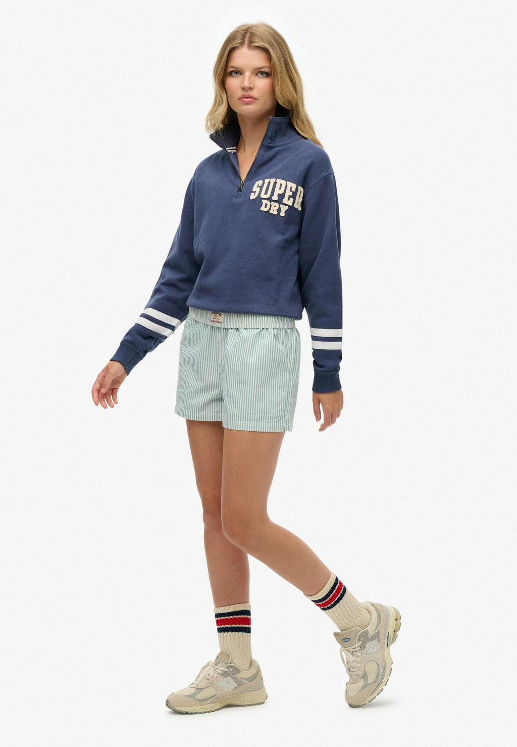 Cotton Stripe Elastic Short — Peppermint Chalk Stripe