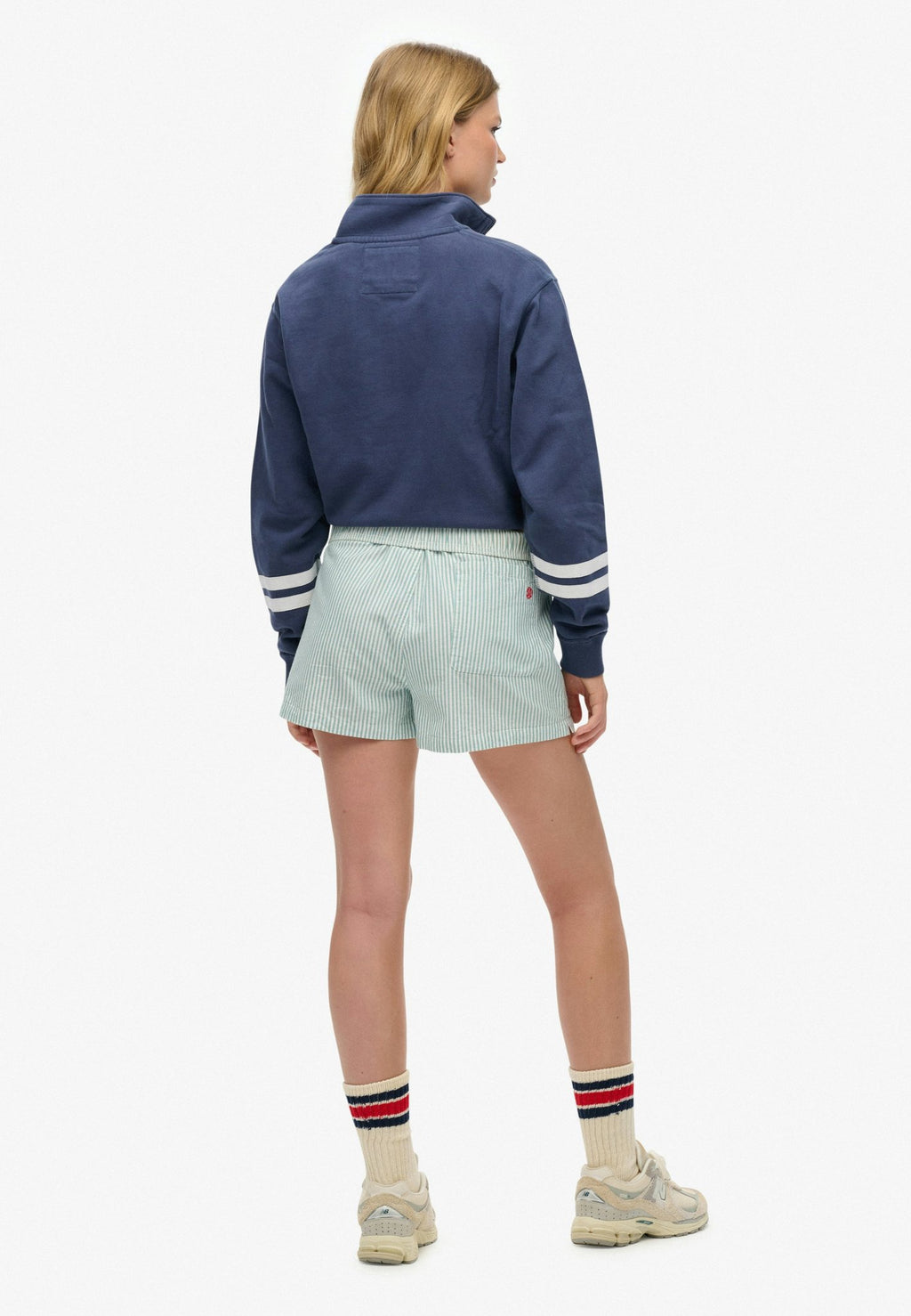 Cotton Stripe Elastic Short — Peppermint Chalk Stripe