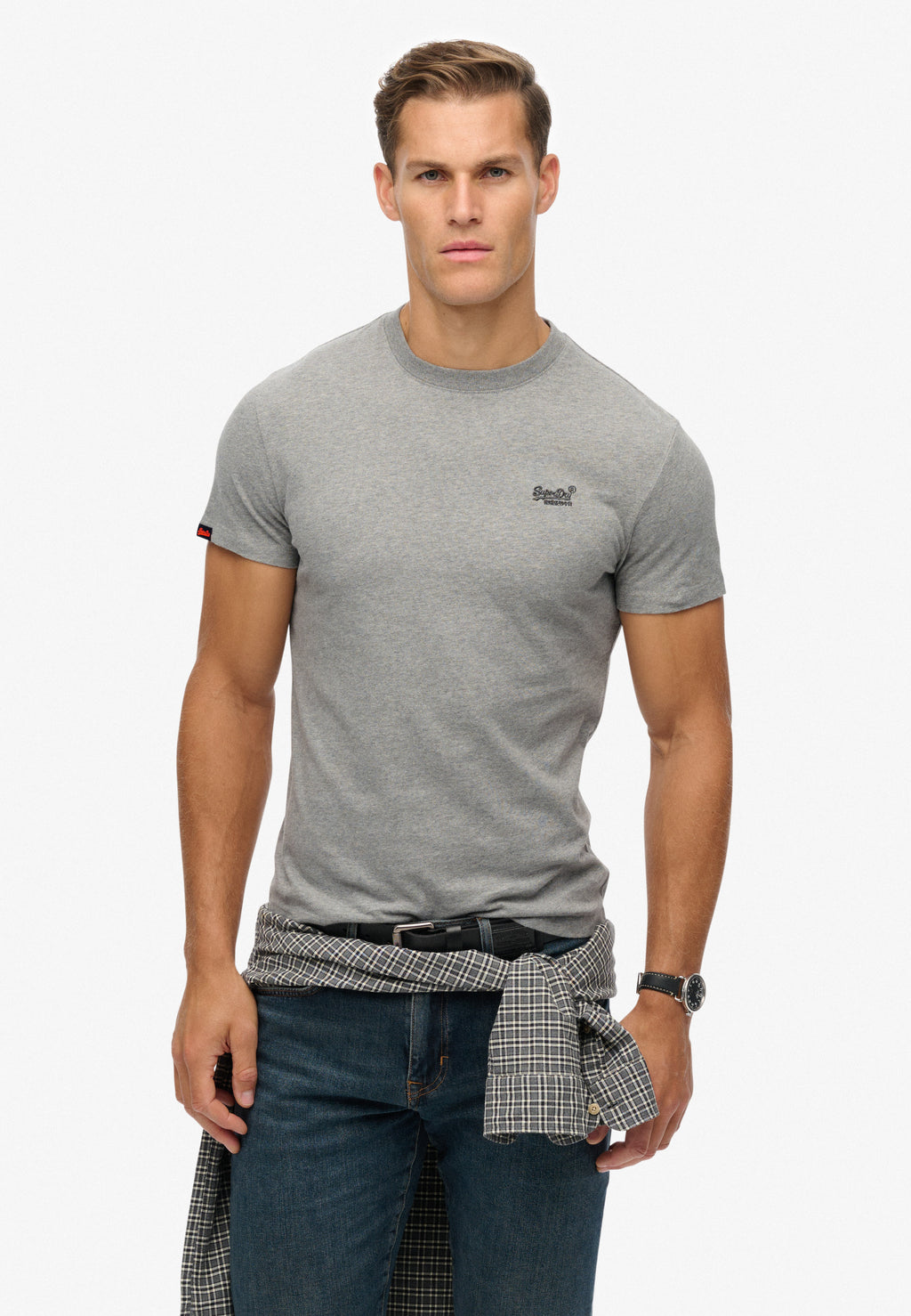 Essential Logo Emb Tee — Sleet Grey Marl
