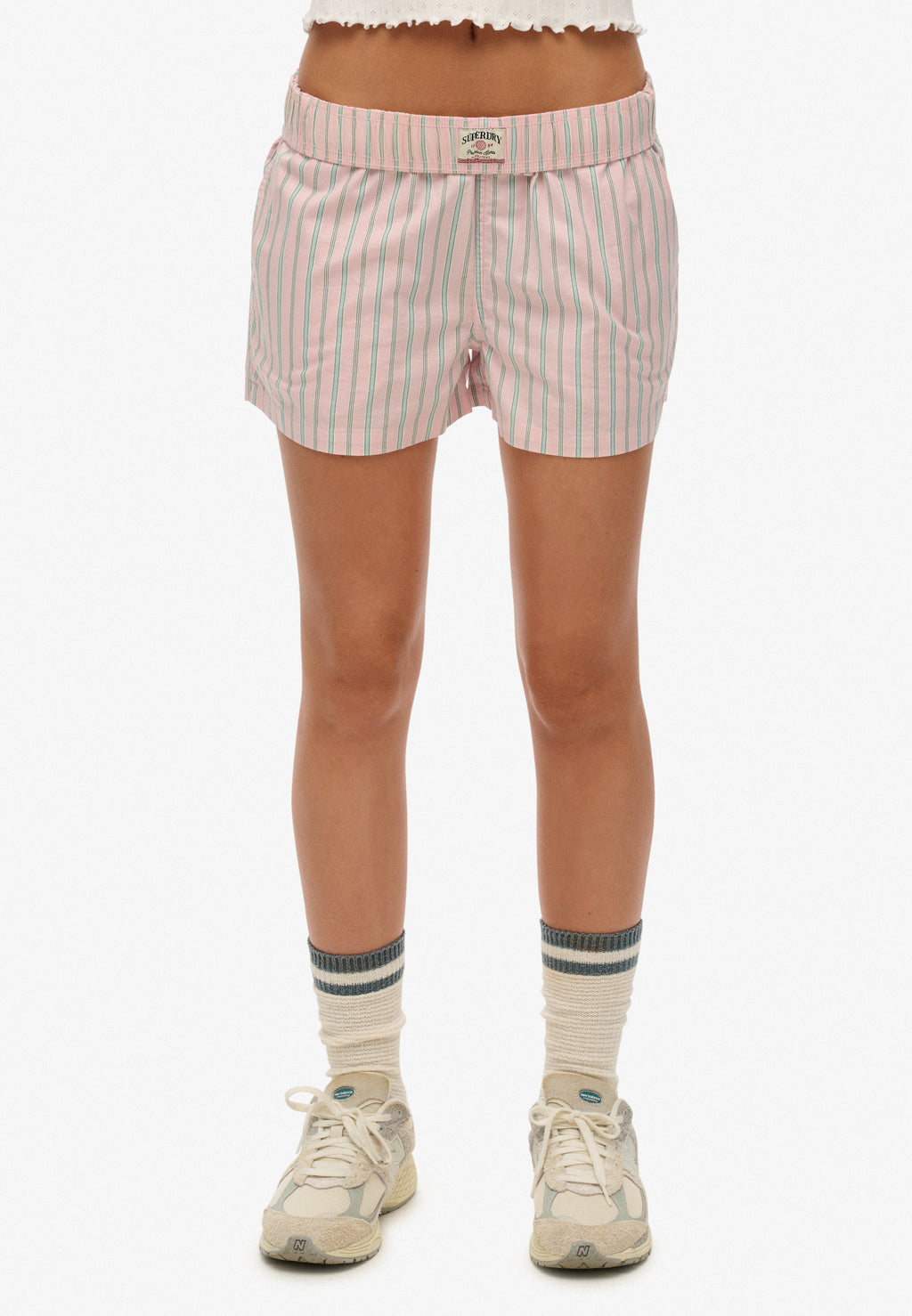 Cotton Stripe Elastic Short — Suffolk Pink Stripe