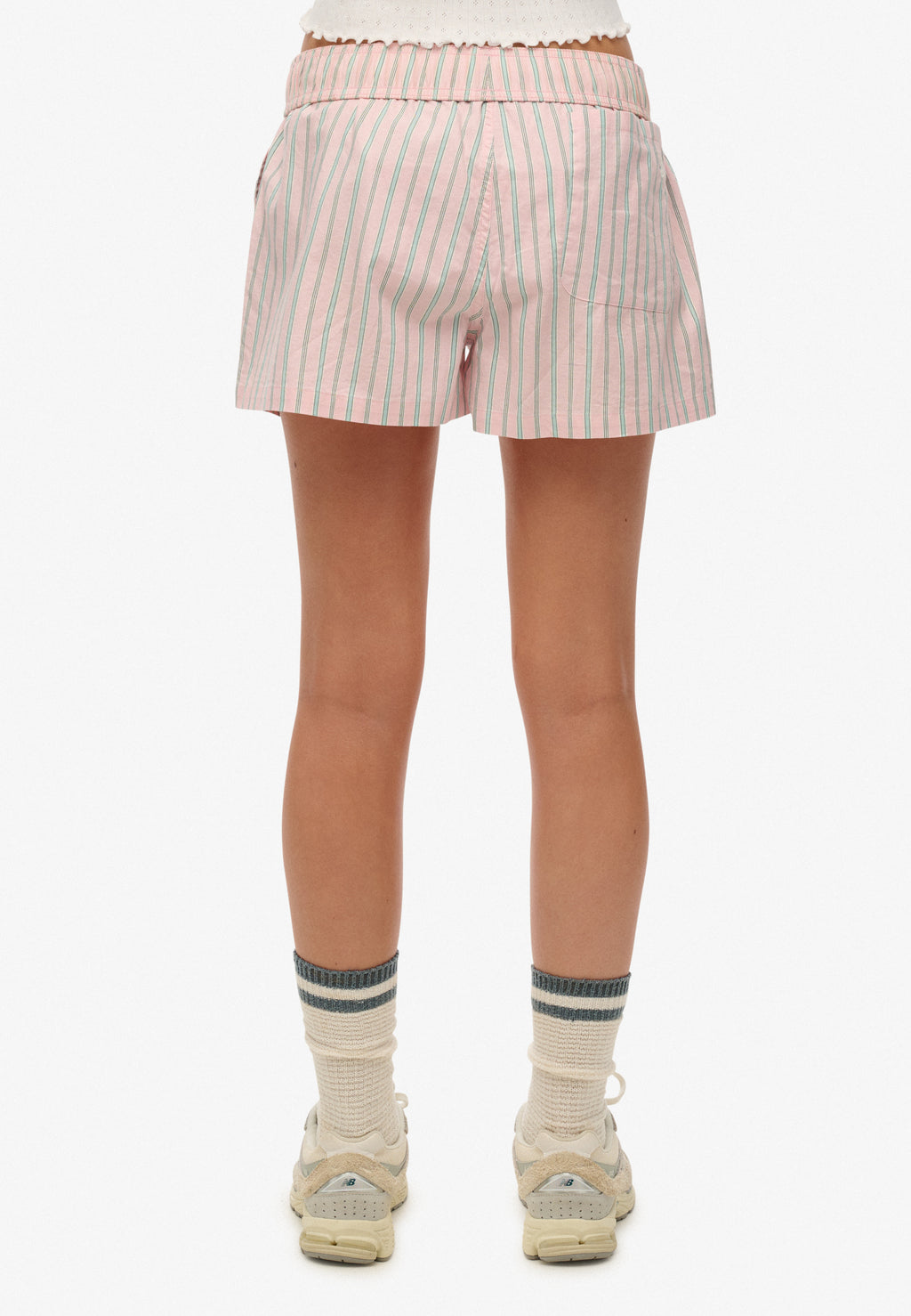 Cotton Stripe Elastic Short — Suffolk Pink Stripe