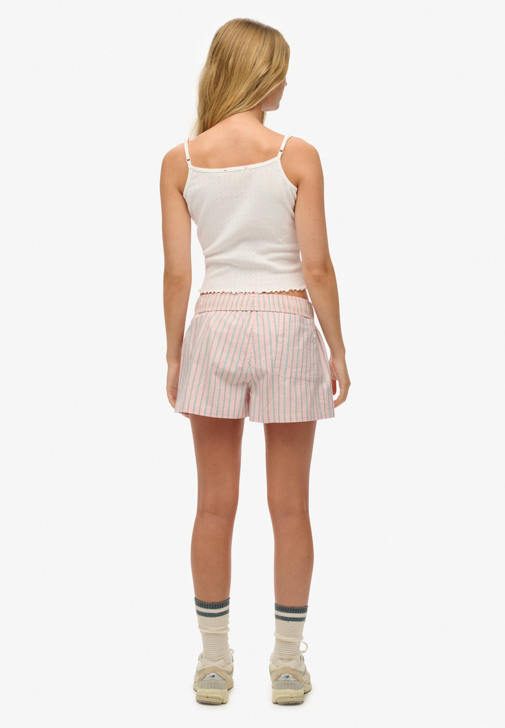 Cotton Stripe Elastic Short — Suffolk Pink Stripe