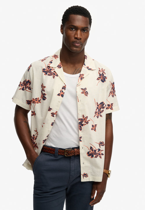 Cabana Poolside S/s Shirt — Lotus Flower Off White