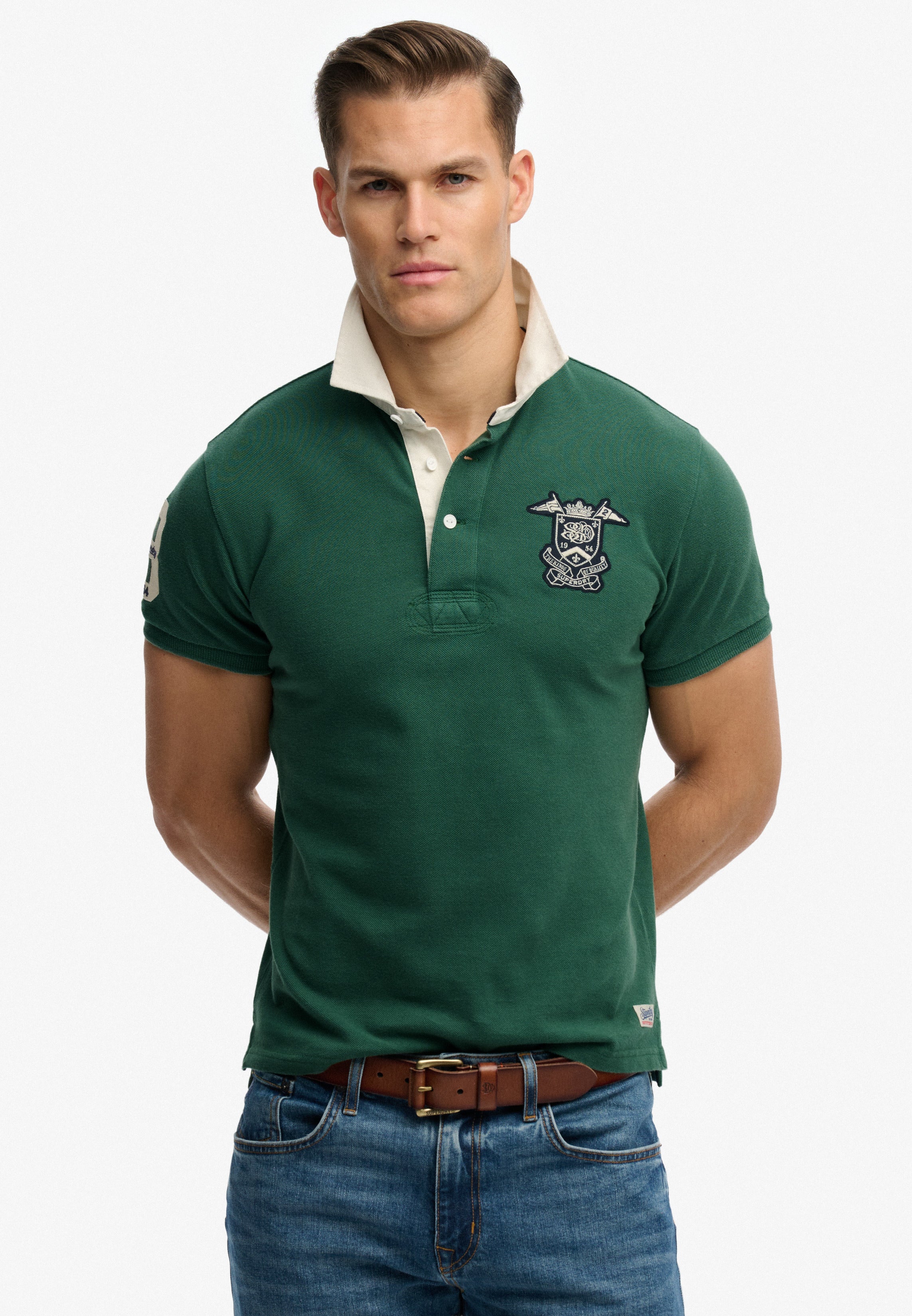 Vintage Pique Rugby Polo — Hunter Green