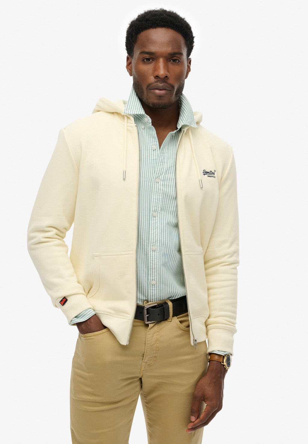 Essential Logo Zip Hoodie Hb — Dusty White