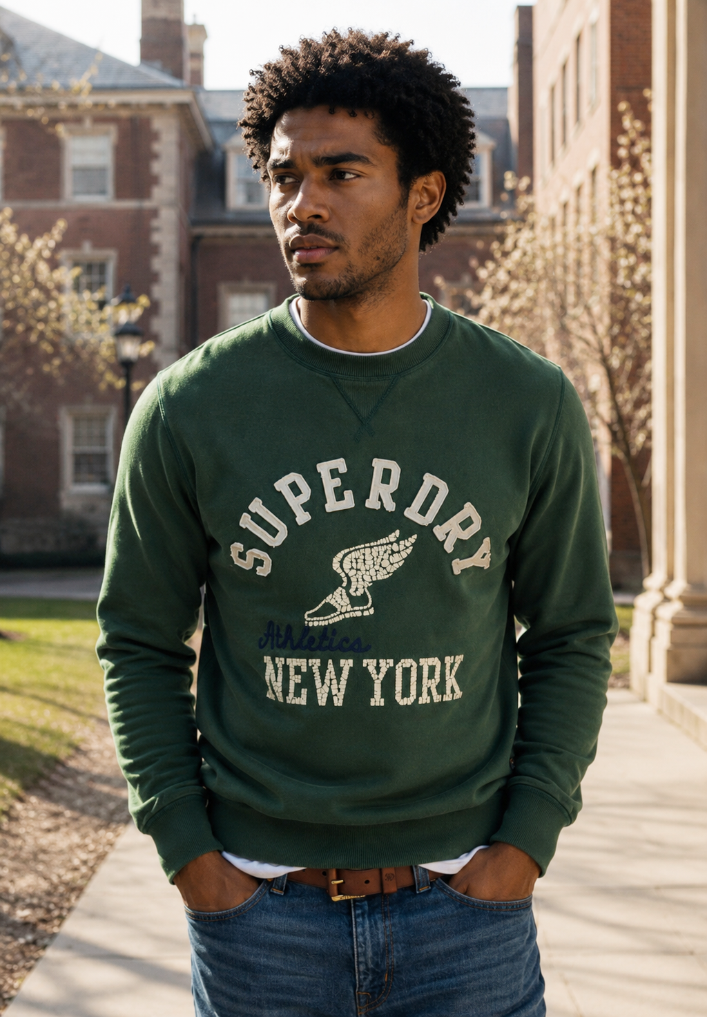 Vintage Athletic Crew — Dark Green