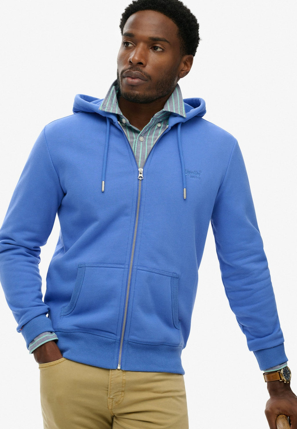 Essential Logo Zip Hoodie Hb — Chambray Blue