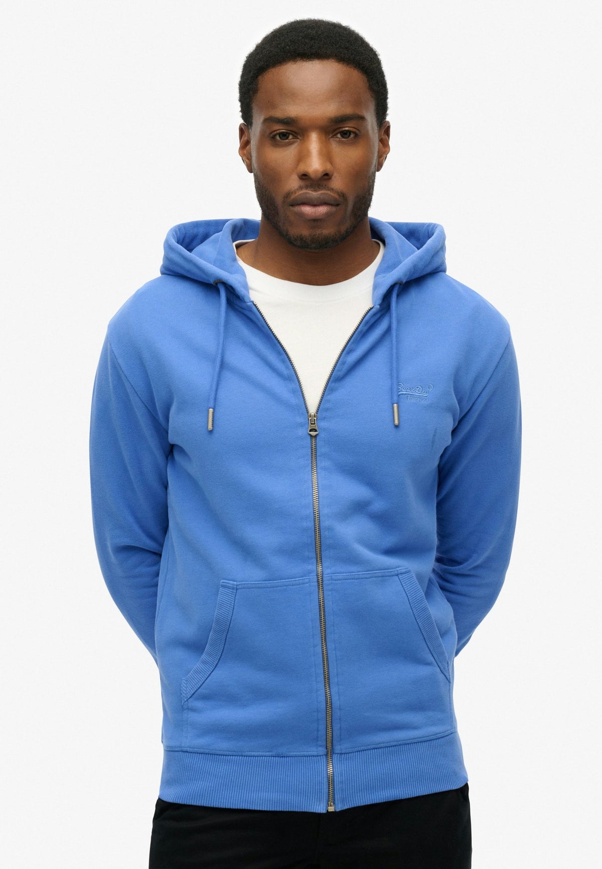 Essential Logo Zip Hoodie Hb — Chambray Blue