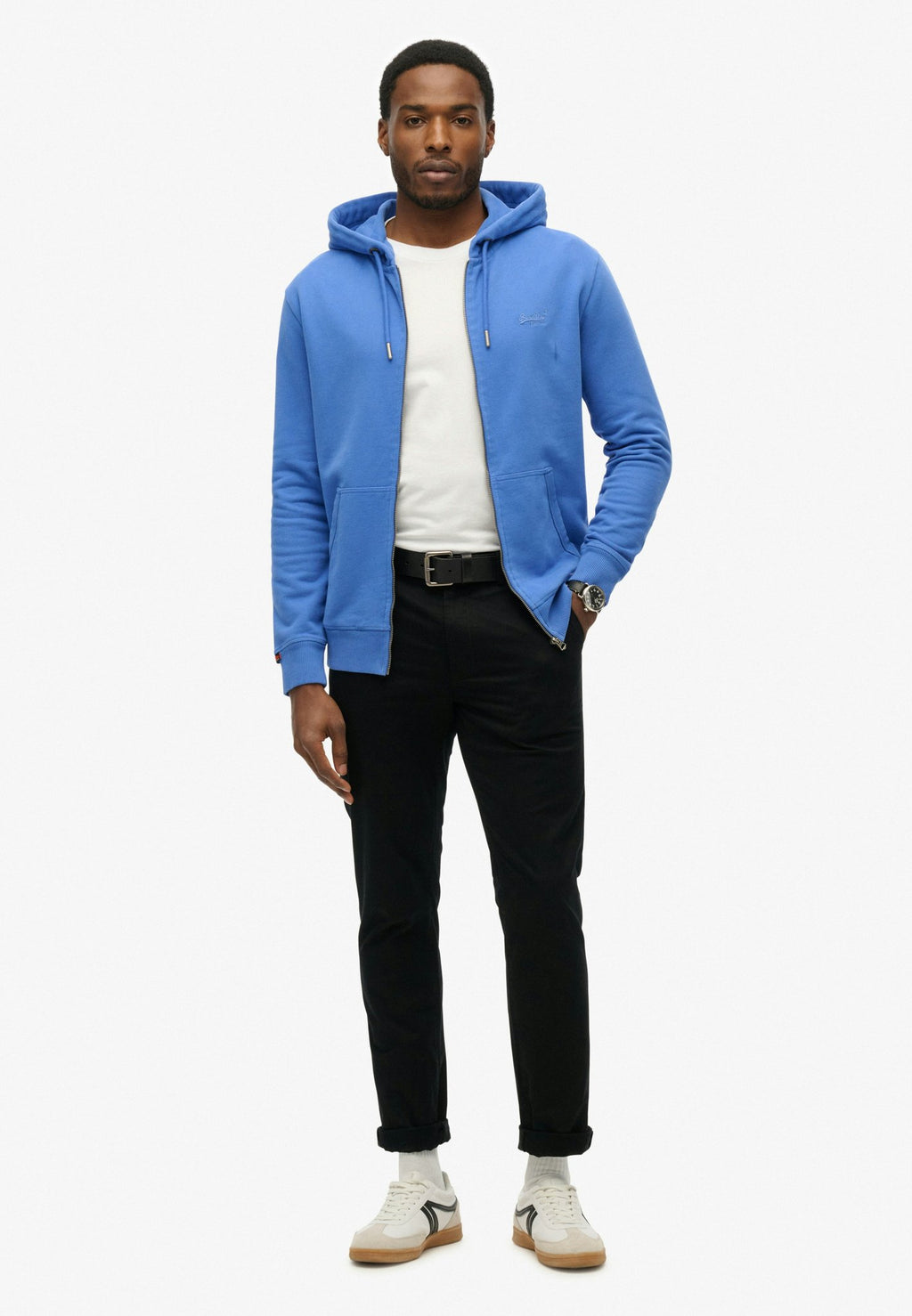 Essential Logo Zip Hoodie Hb — Chambray Blue